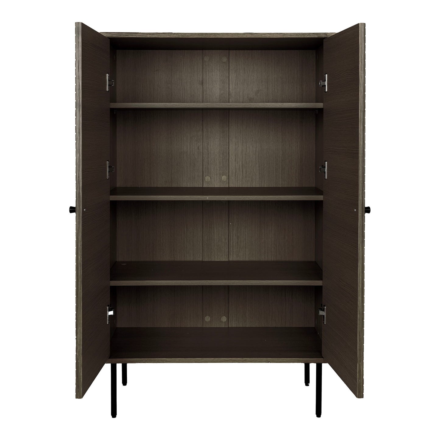 Kyoto Vitrineskab - Vitrineskab, 2 Låger, Egefiner, Smoked, Sorte Metalben 80X40X130 Cm ⎮ 5713917032532 ⎮ 3002001 