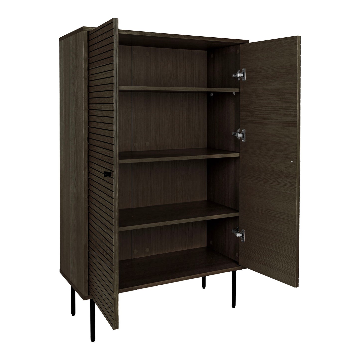 Kyoto Vitrineskab - Vitrineskab, 2 Låger, Egefiner, Smoked, Sorte Metalben 80X40X130 Cm ⎮ 5713917032532 ⎮ 3002001 