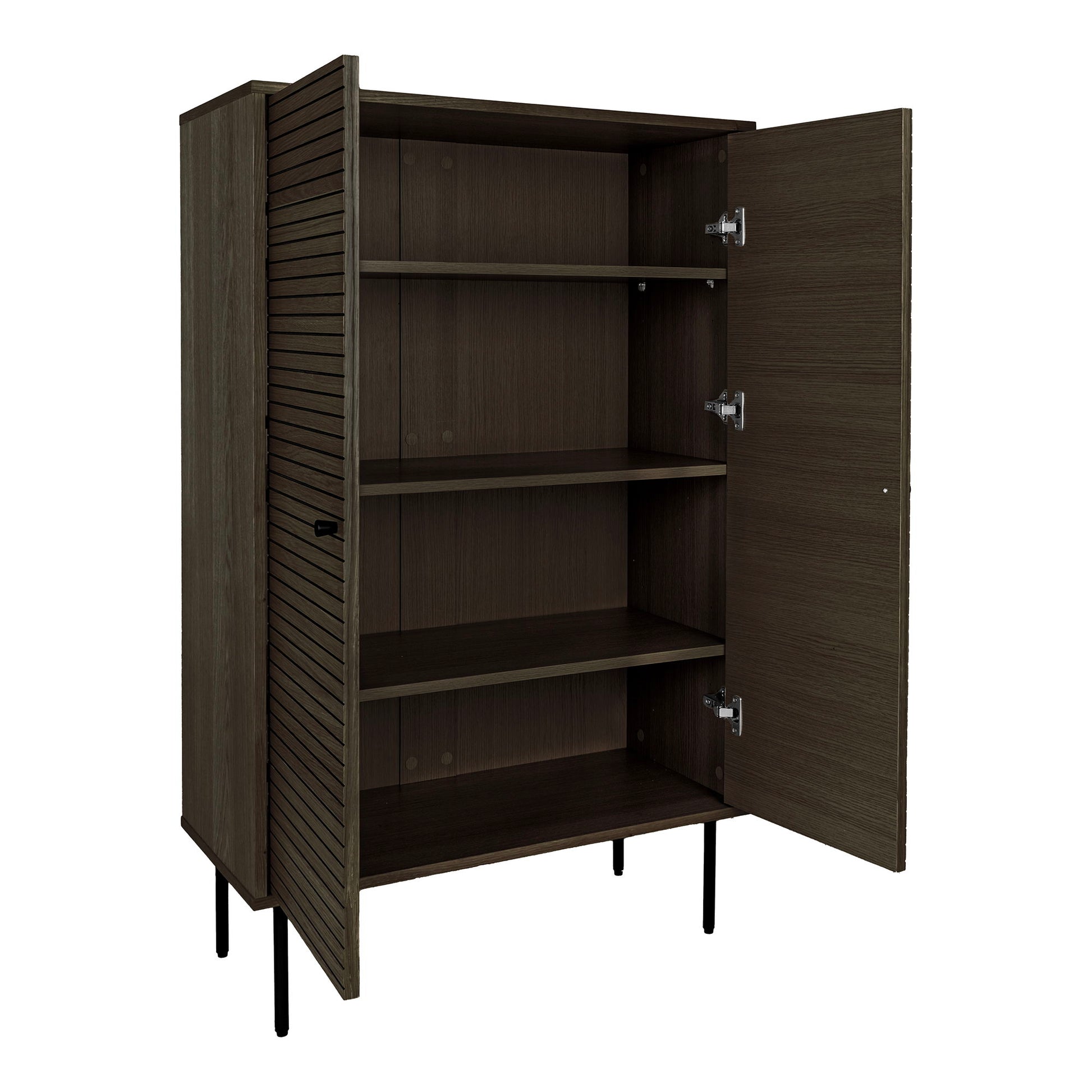 Kyoto Vitrineskab - Vitrineskab, 2 Låger, Egefiner, Smoked, Sorte Metalben 80X40X130 Cm ⎮ 5713917032532 ⎮ 3002001 