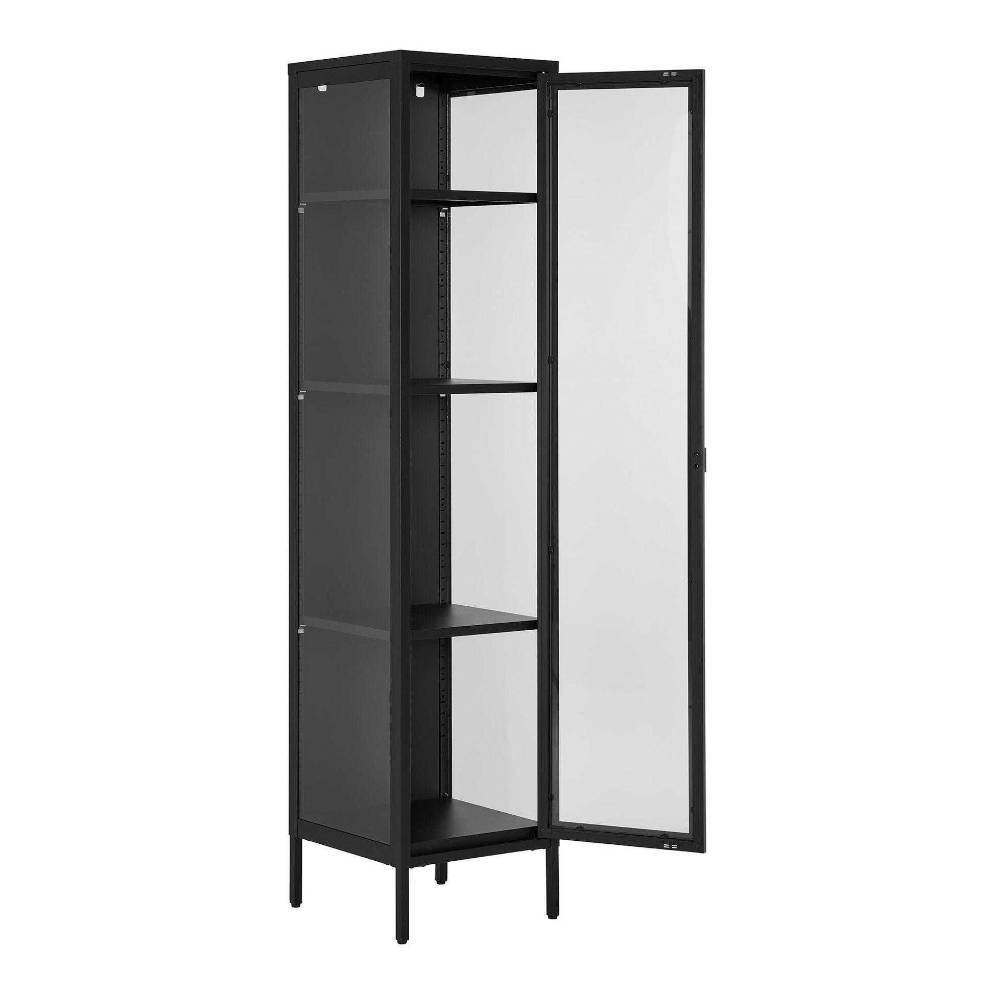 Brisbane Smalt Vitrineskab - Smalt Vitrineskab, 1 Glaslåge, Stål, Sort 40X35X180 Cm ⎮ 5713917031559 ⎮ 3003000 