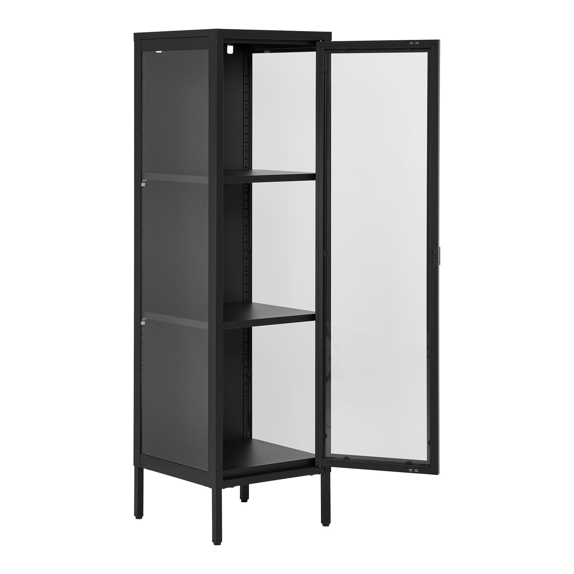 Brisbane Smalt Vitrineskab - Smalt Vitrineskab, 1 Glaslåge, Stål, Sort 40X35X140 Cm ⎮ 5713917031566 ⎮ 3003005 
