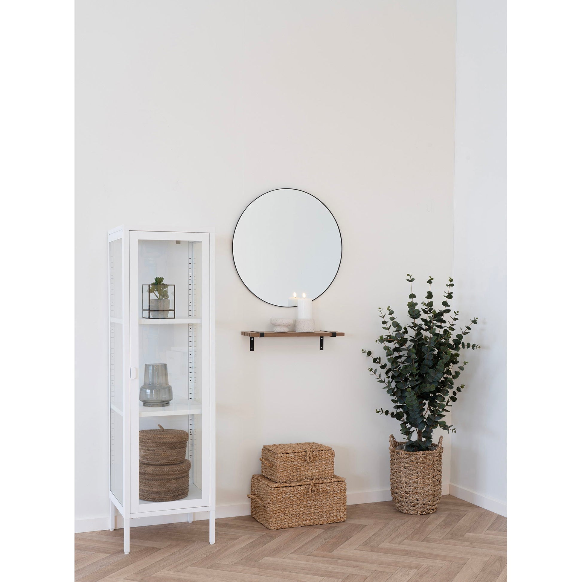 Brisbane Smalt Vitrineskab - Smalt Vitrineskab, 1 Glaslåge, Stål, Hvid 40X35X140 Cm ⎮ 5713917031627 ⎮ 3003006 