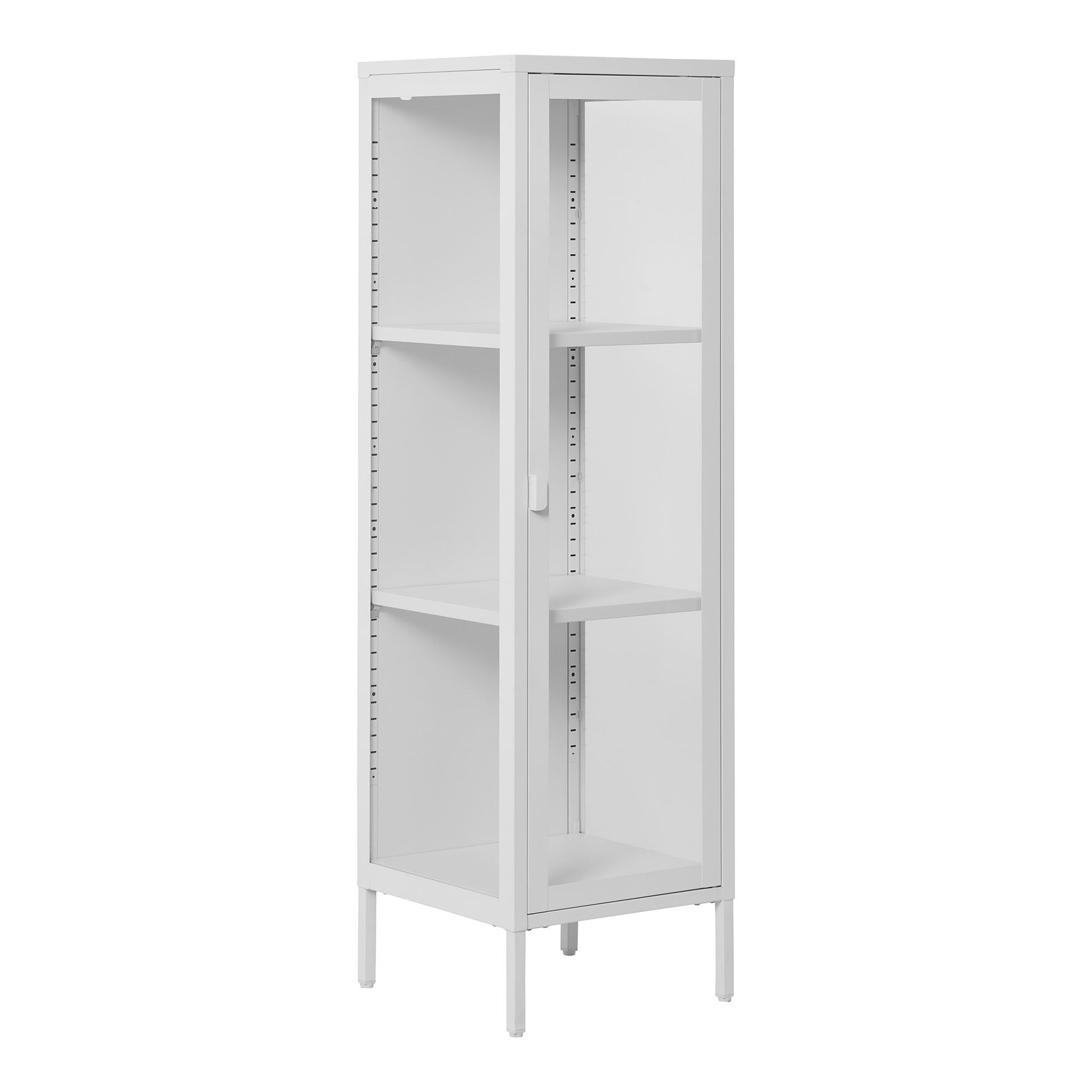 Brisbane Smalt Vitrineskab - Smalt Vitrineskab, 1 Glaslåge, Stål, Hvid 40X35X140 Cm ⎮ 5713917031627 ⎮ 3003006 