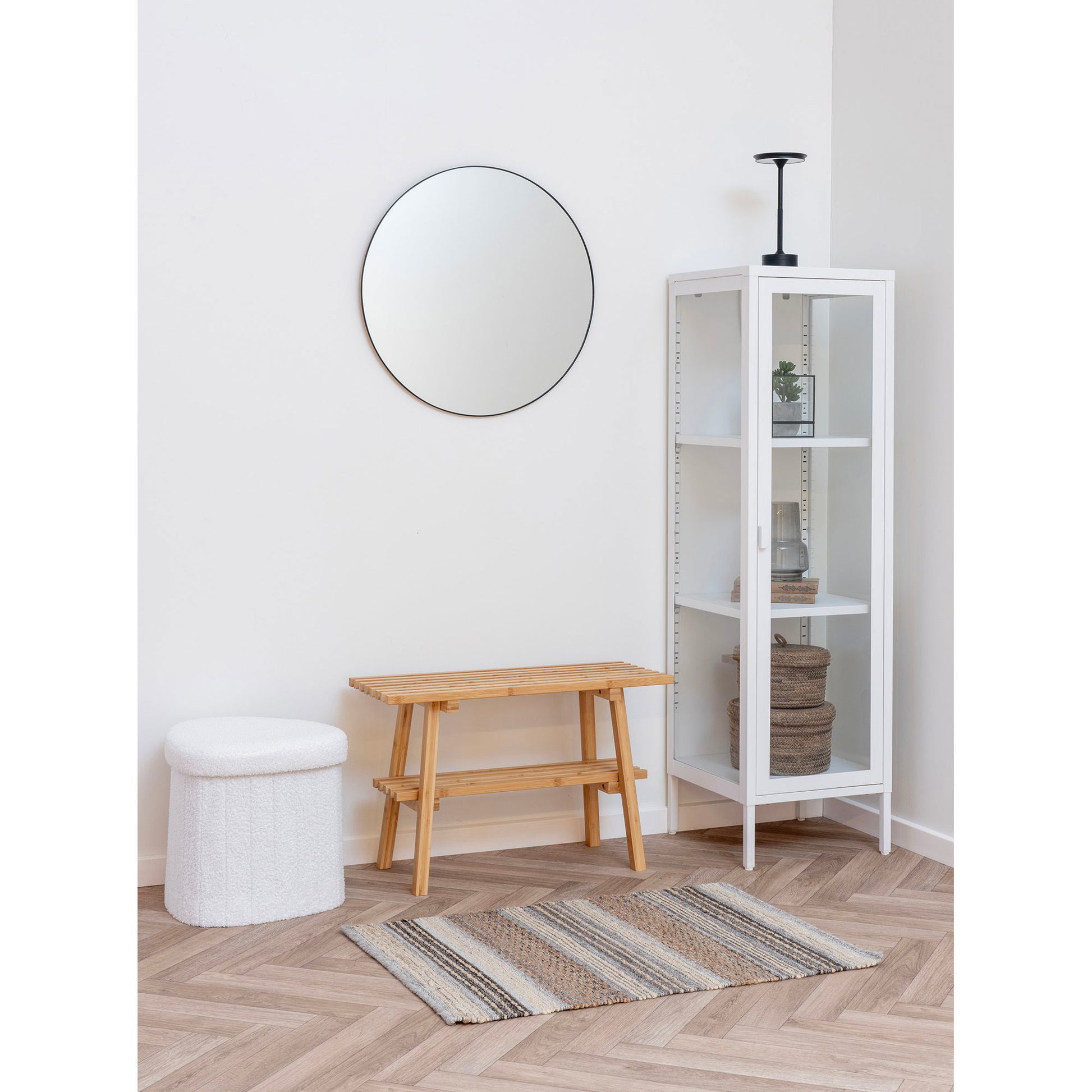 Brisbane Smalt Vitrineskab - Smalt Vitrineskab, 1 Glaslåge, Stål, Hvid 40X35X140 Cm ⎮ 5713917031627 ⎮ 3003006 
