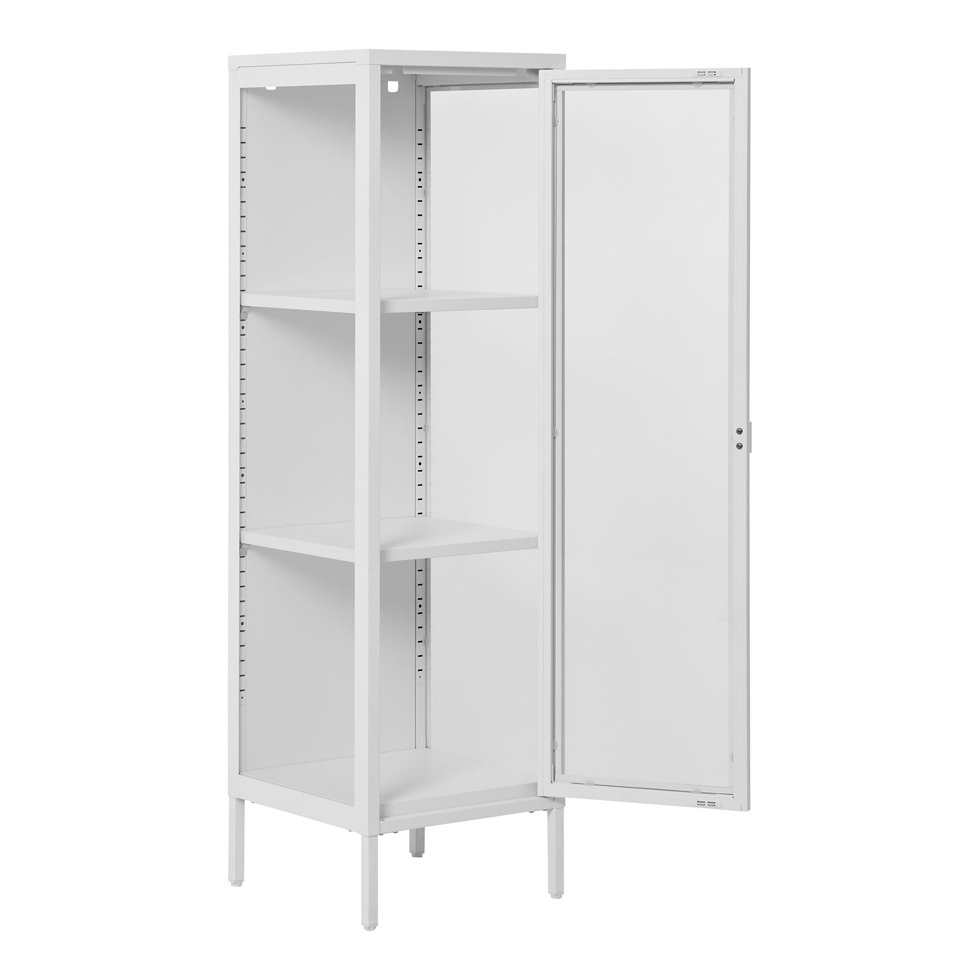 Brisbane Smalt Vitrineskab - Smalt Vitrineskab, 1 Glaslåge, Stål, Hvid 40X35X140 Cm ⎮ 5713917031627 ⎮ 3003006 