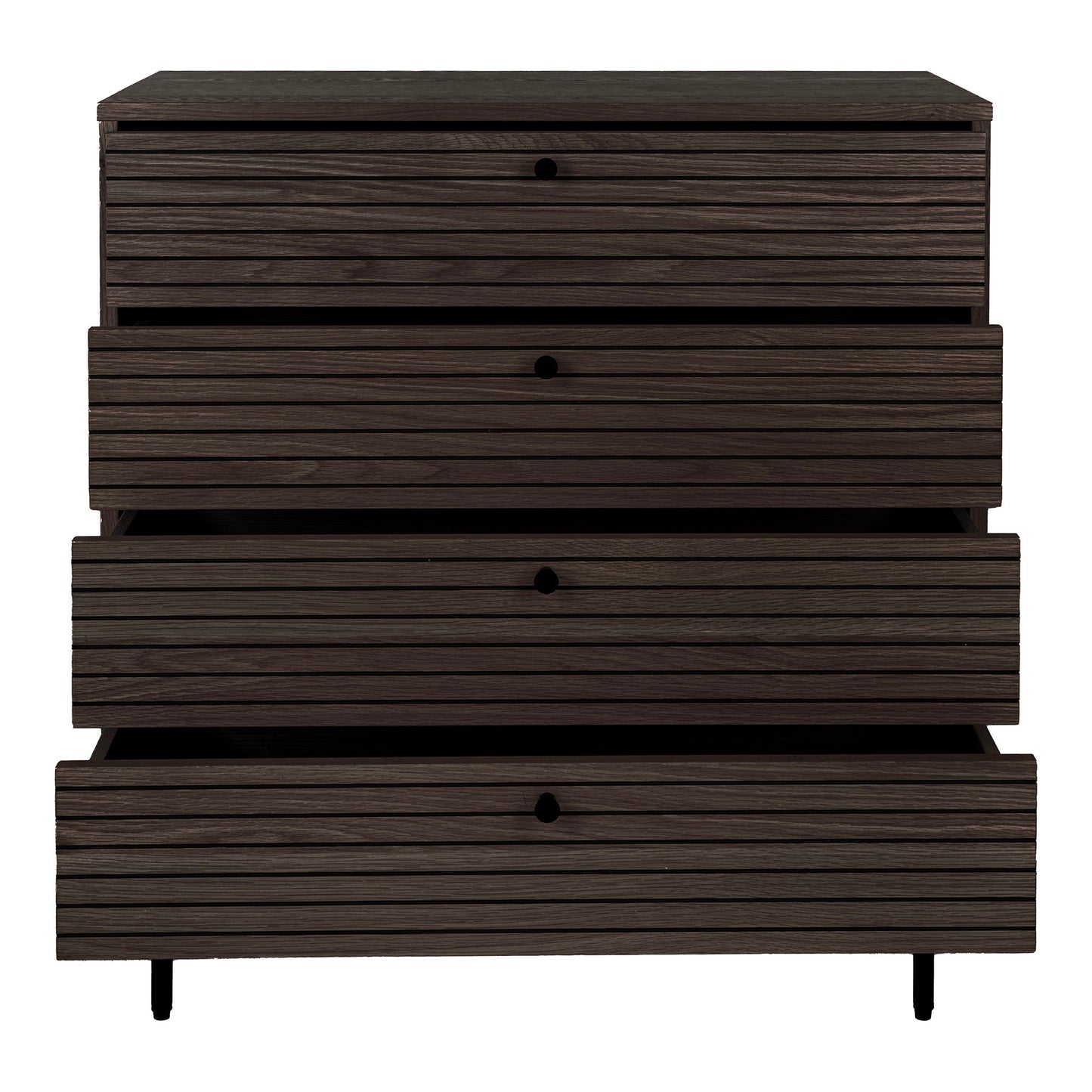Kyoto Kommode - Kommode, 4 Skuffer, Egefiner, Smoked, Sorte Metalben 80X40X85 Cm ⎮ 5713917032488 ⎮ 3101006 