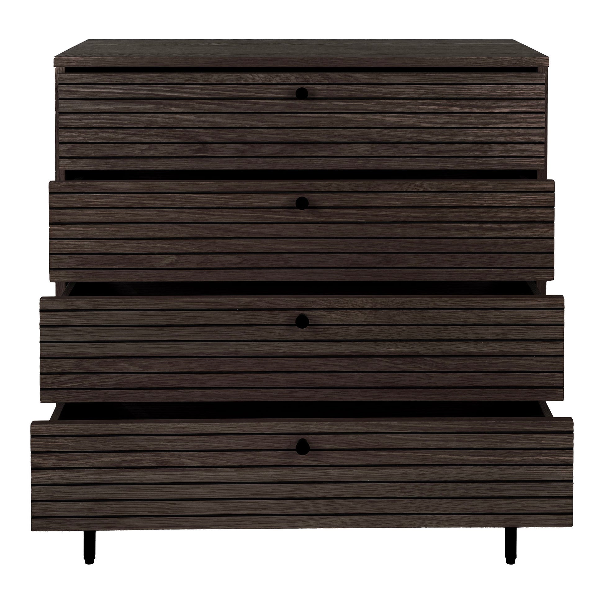 Kyoto Kommode - Kommode, 4 Skuffer, Egefiner, Smoked, Sorte Metalben 80X40X85 Cm ⎮ 5713917032488 ⎮ 3101006 