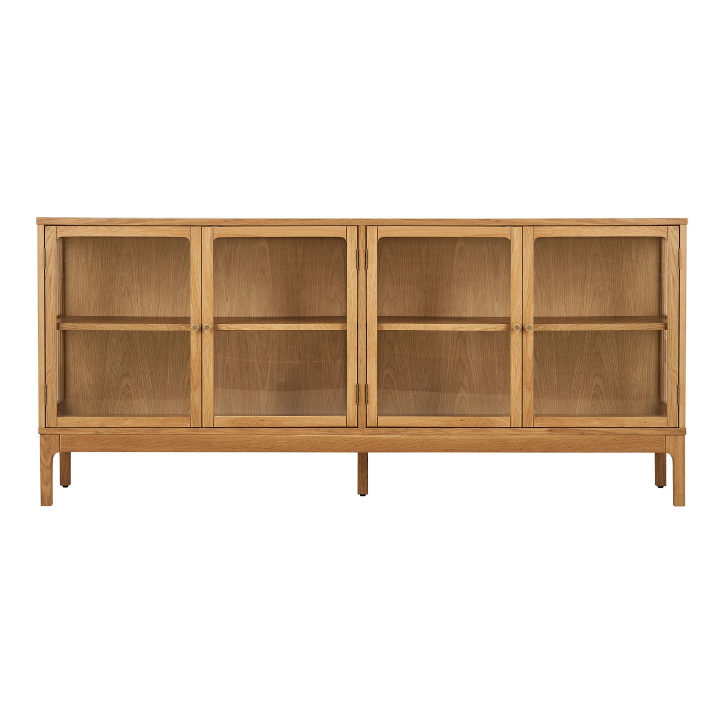 Zamora Skænk - Skænk, 4 Glaslåger, 1 Hylde, Eg/Egefiner/Hærdet Glas, Natur 40X180X80 Cm ⎮ 5713917040568 ⎮ 3150200 