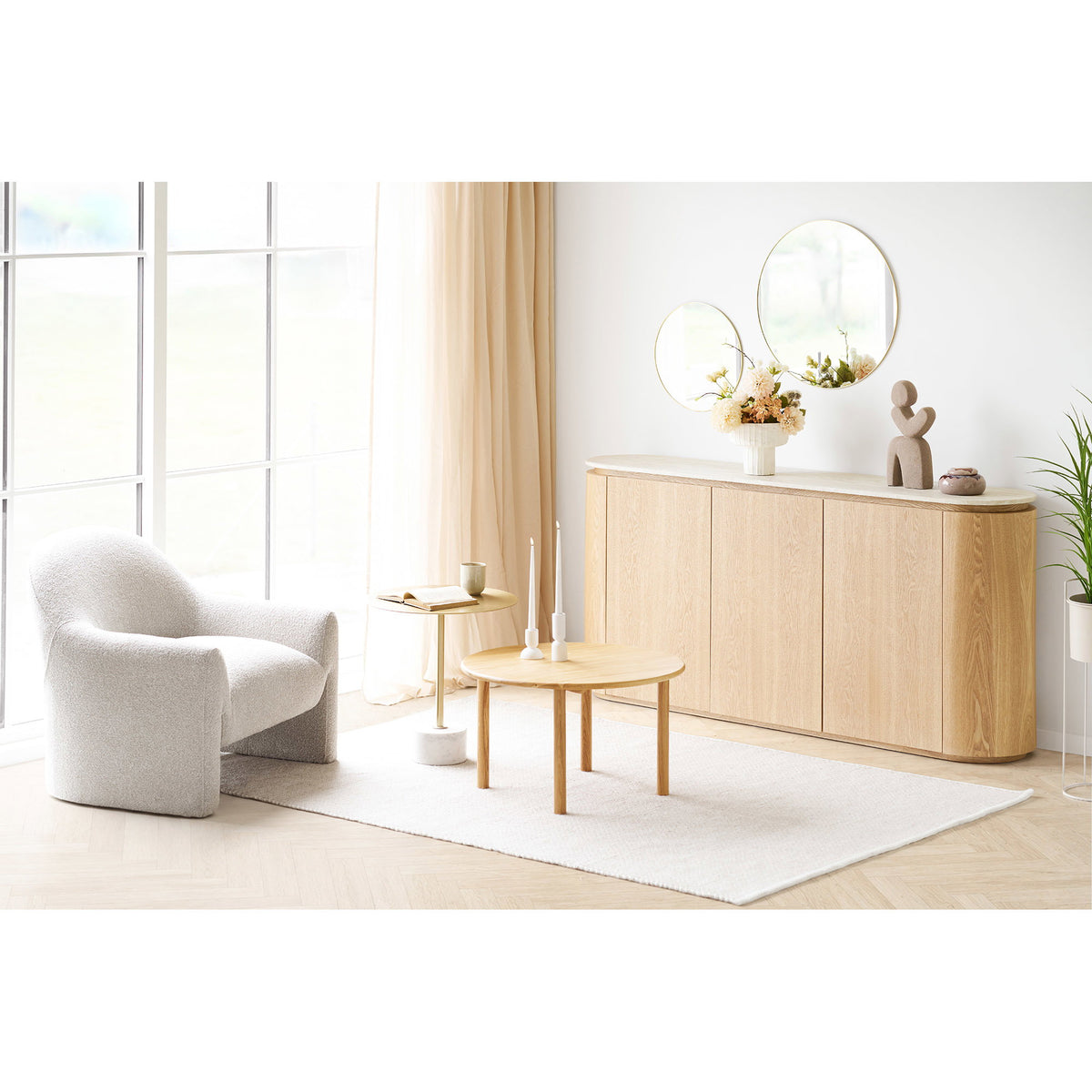Larvik Skænk - Skænk, Granit/Ask Finer, Natur/Off White 180X40X85 Cm ⎮ 5713917046966 ⎮ 3150300