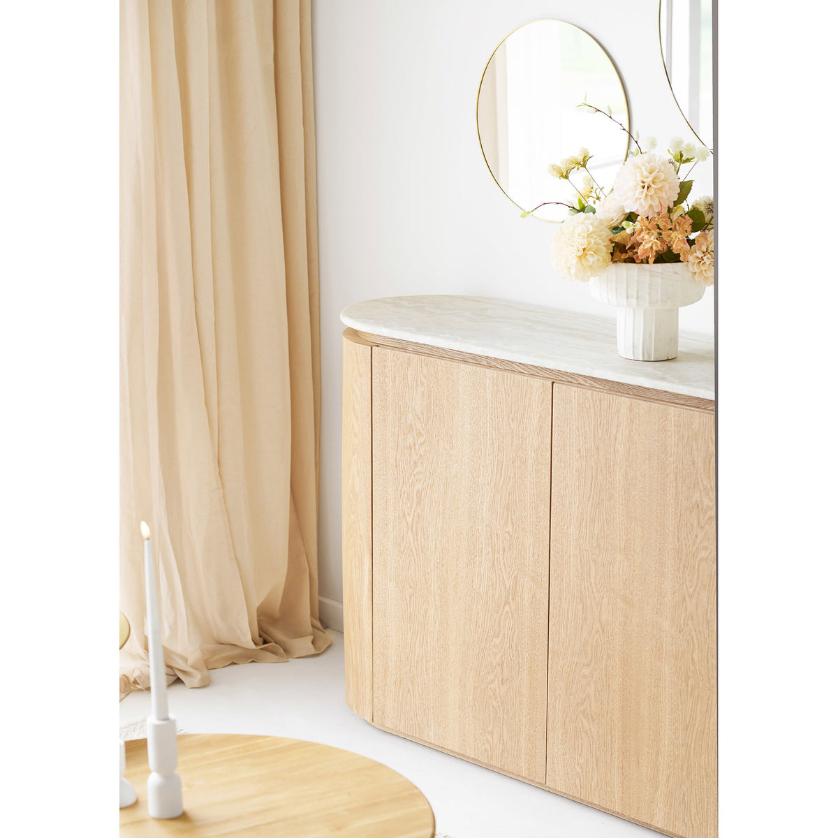 Larvik Skænk - Skænk, Granit/Ask Finer, Natur/Off White 180X40X85 Cm ⎮ 5713917046966 ⎮ 3150300