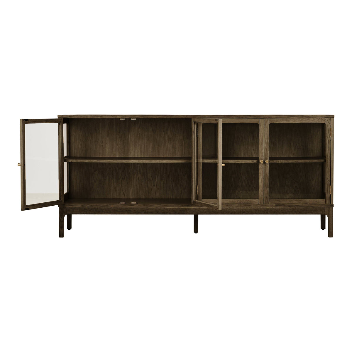 Zamora Skænk - Skænk, 4 Glaslåger, 1 Hylde, Eg/Egefiner/Hærdet Glas, Mørkebrun 40X180X80 Cm ⎮ 5713917047239 ⎮ 3150400