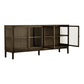 Zamora Skænk - Skænk, 4 Glaslåger, 1 Hylde, Eg/Egefiner/Hærdet Glas, Mørkebrun 40X180X80 Cm ⎮ 5713917047239 ⎮ 3150400