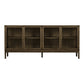 Zamora Skænk - Skænk, 4 Glaslåger, 1 Hylde, Eg/Egefiner/Hærdet Glas, Mørkebrun 40X180X80 Cm ⎮ 5713917047239 ⎮ 3150400