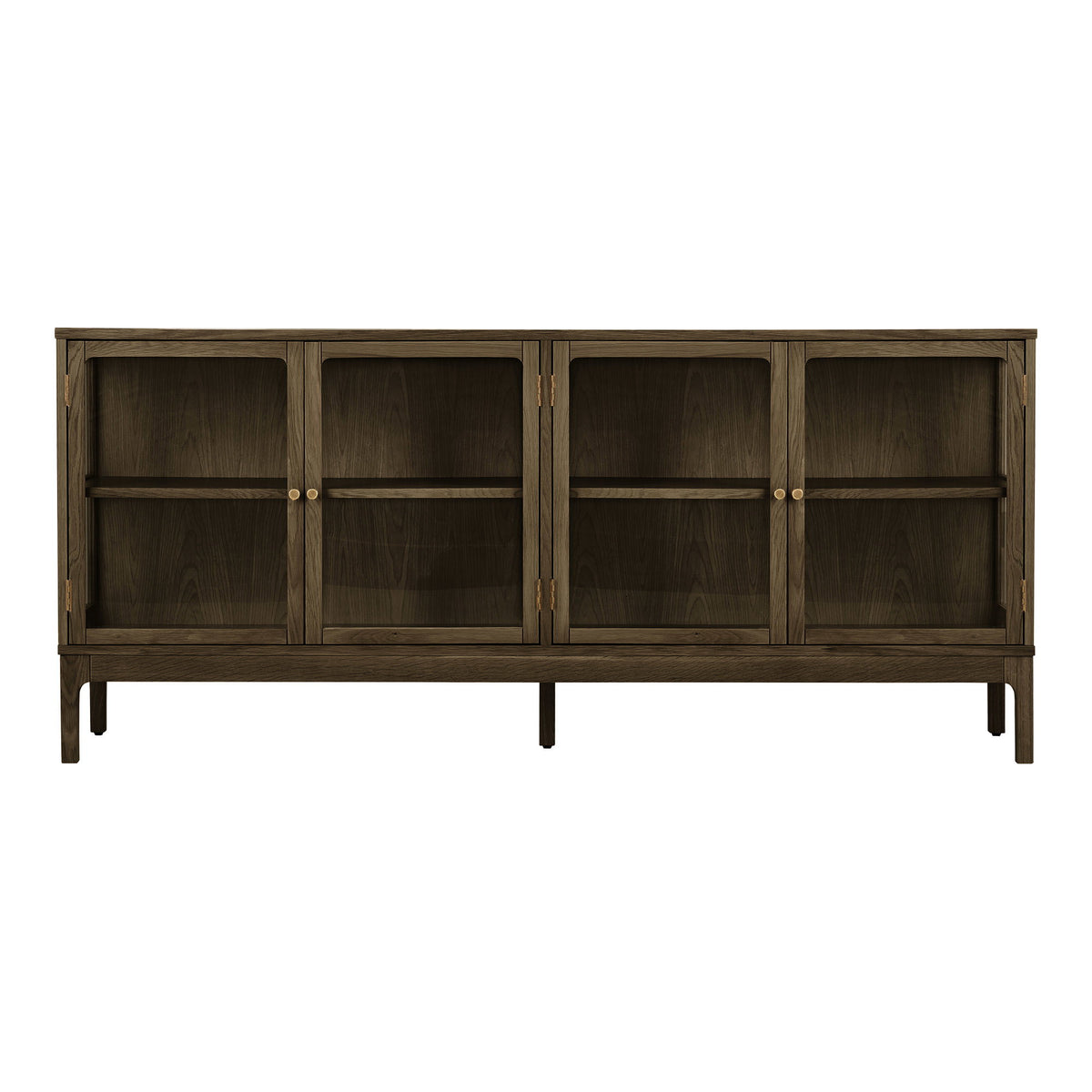 Zamora Skænk - Skænk, 4 Glaslåger, 1 Hylde, Eg/Egefiner/Hærdet Glas, Mørkebrun 40X180X80 Cm ⎮ 5713917047239 ⎮ 3150400