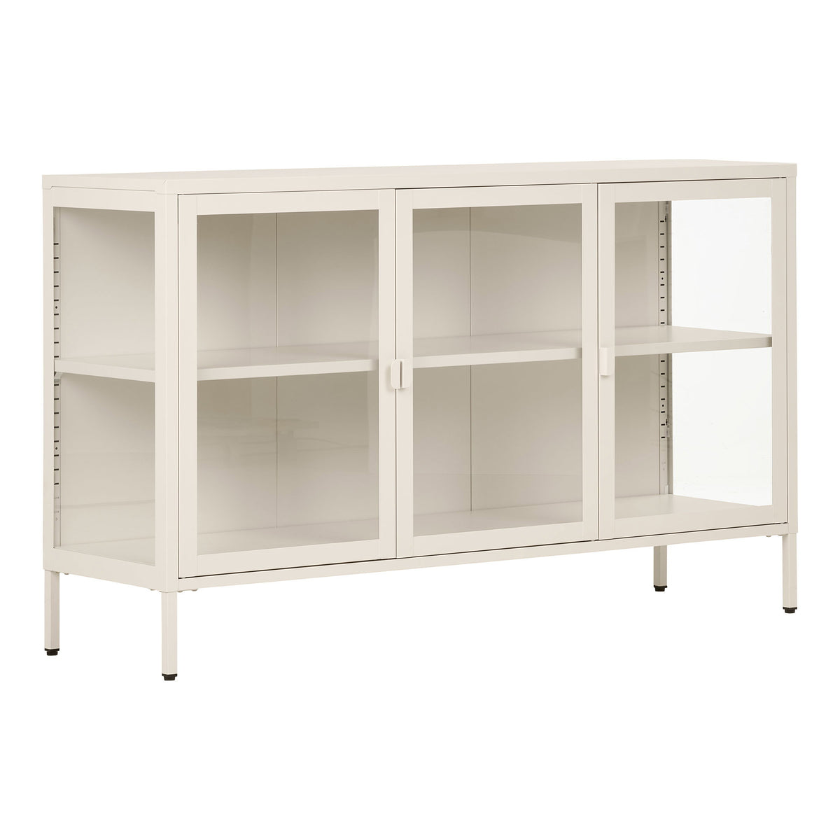 Brisbane Skænk - Skænk, 3 Glaslåger, Stål, Off White 140X40X85 Cm ⎮ 5713917045716 ⎮ 3151010 