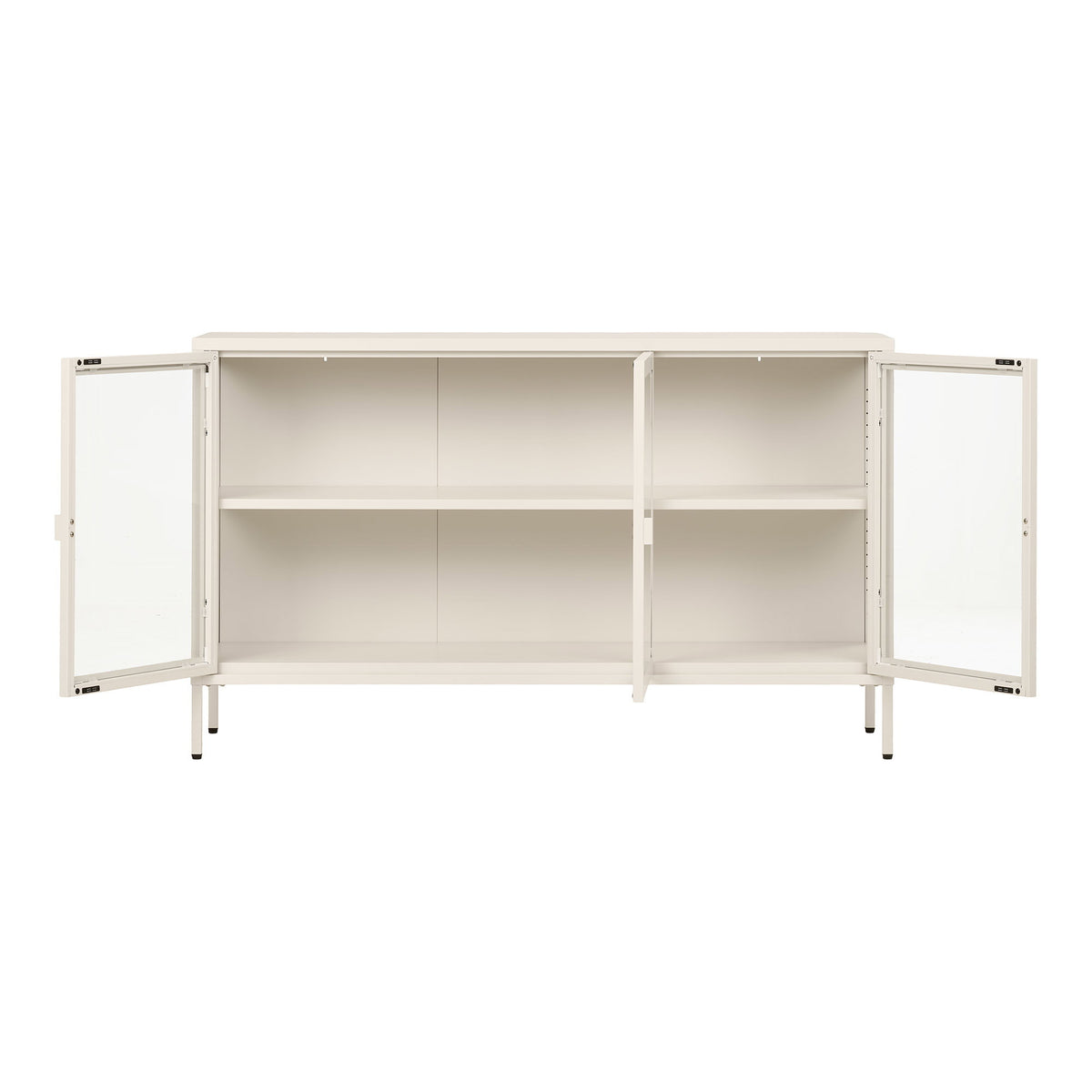 Brisbane Skænk - Skænk, 3 Glaslåger, Stål, Off White 140X40X85 Cm ⎮ 5713917045716 ⎮ 3151010 