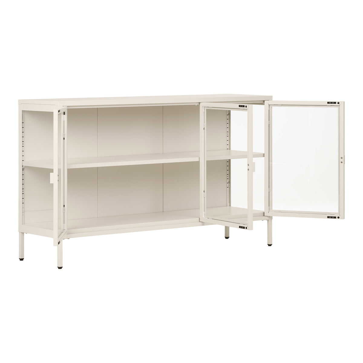 Brisbane Skænk - Skænk, 3 Glaslåger, Stål, Off White 140X40X85 Cm ⎮ 5713917045716 ⎮ 3151010 