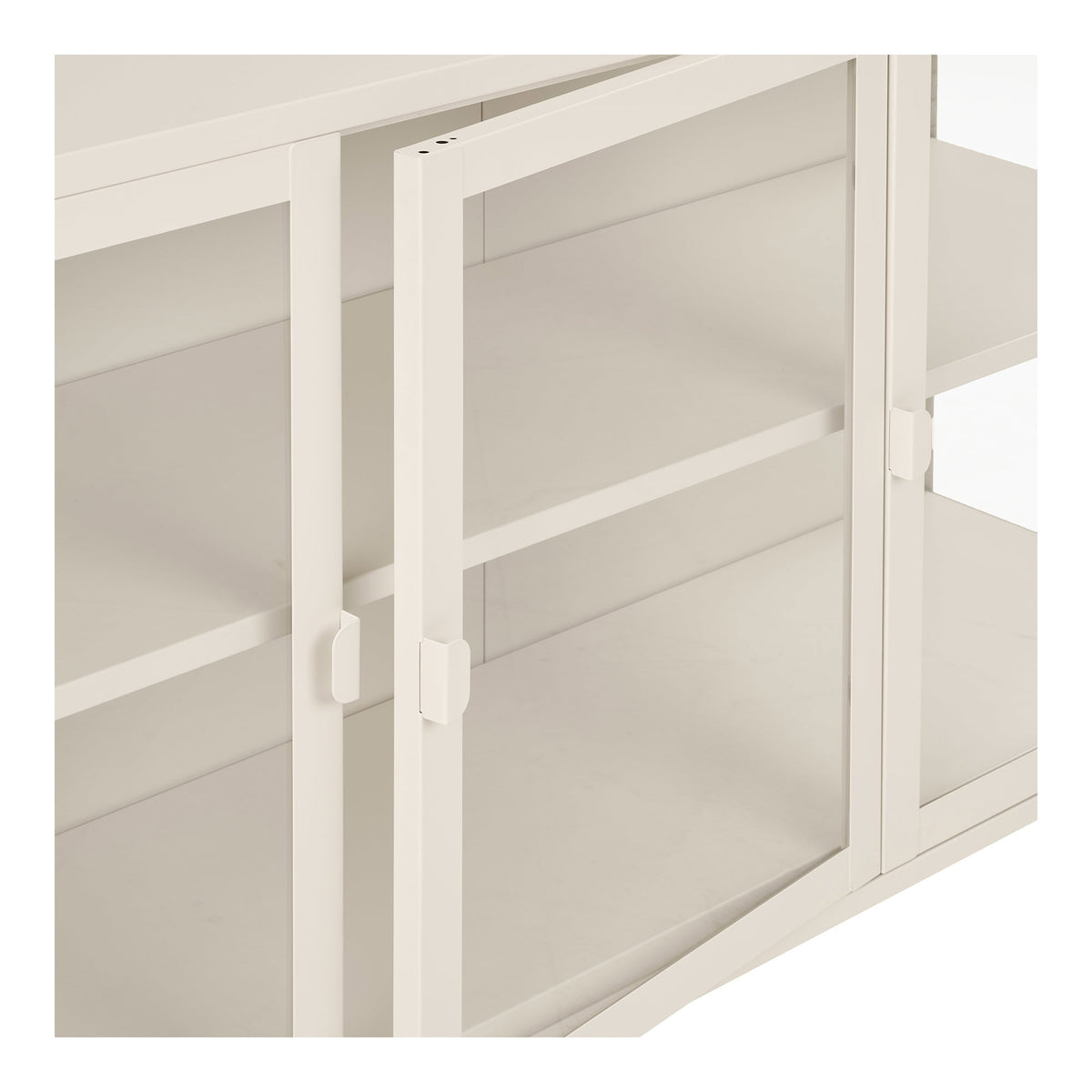 Brisbane Skænk - Skænk, 3 Glaslåger, Stål, Off White 140X40X85 Cm ⎮ 5713917045716 ⎮ 3151010 