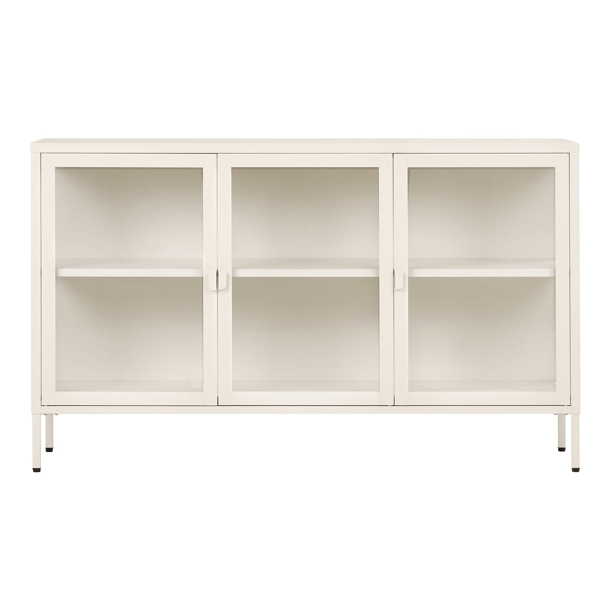 Brisbane Skænk - Skænk, 3 Glaslåger, Stål, Off White 140X40X85 Cm ⎮ 5713917045716 ⎮ 3151010 