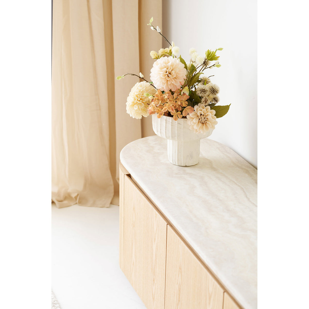Larvik Tv-Bænk - Tv-Bænk, Granit/Ask Finer, Natur/Off White 160X40X45 Cm ⎮ 5713917046973 ⎮ 3201030 