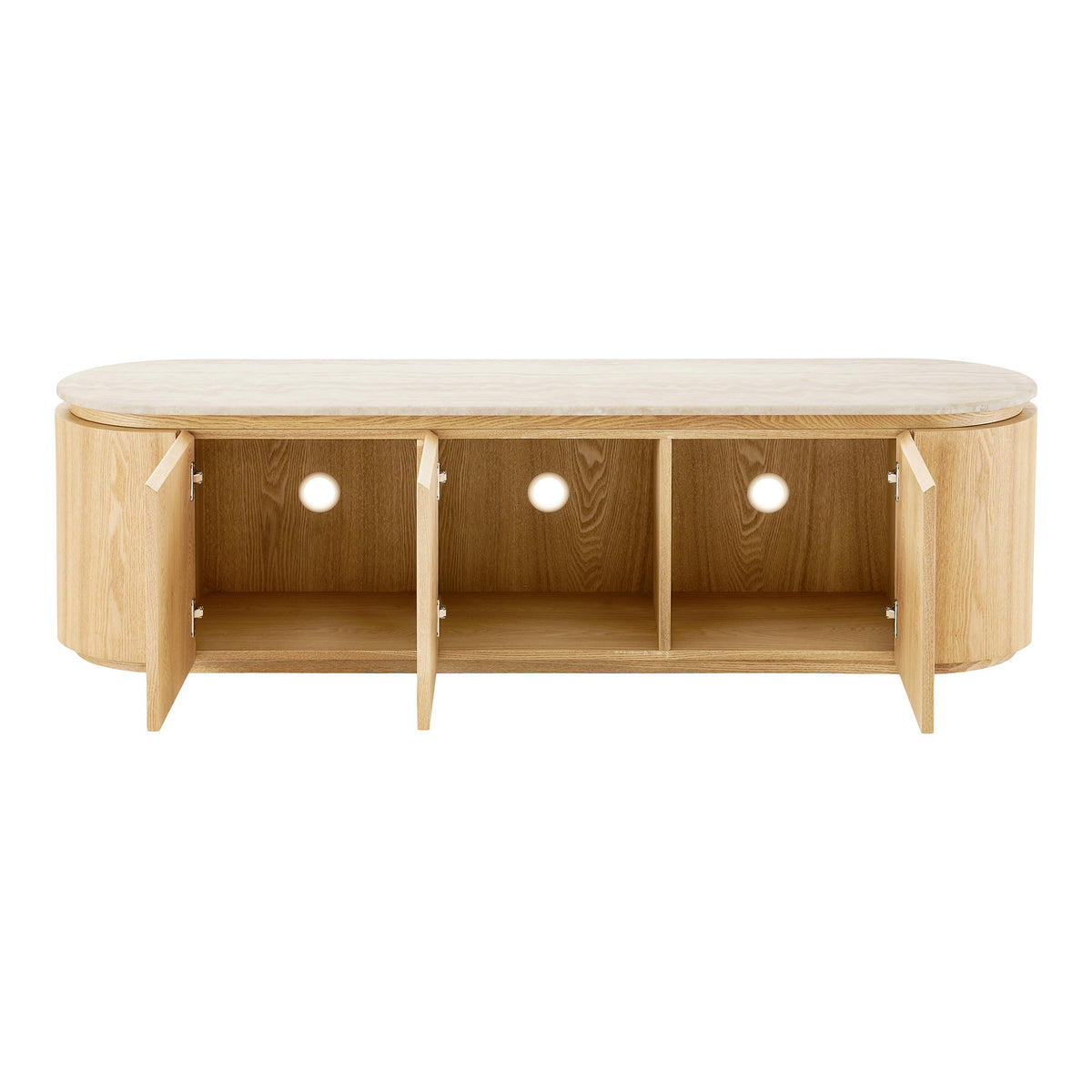 Larvik Tv-Bænk - Tv-Bænk, Granit/Ask Finer, Natur/Off White 160X40X45 Cm ⎮ 5713917046973 ⎮ 3201030 