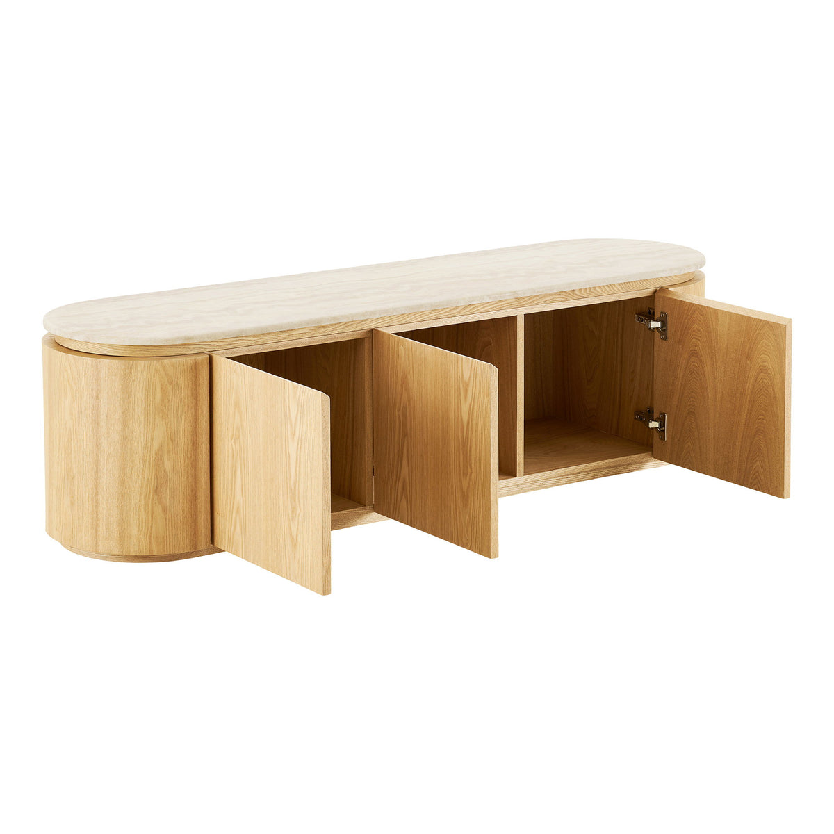 Larvik Tv-Bænk - Tv-Bænk, Granit/Ask Finer, Natur/Off White 160X40X45 Cm ⎮ 5713917046973 ⎮ 3201030 