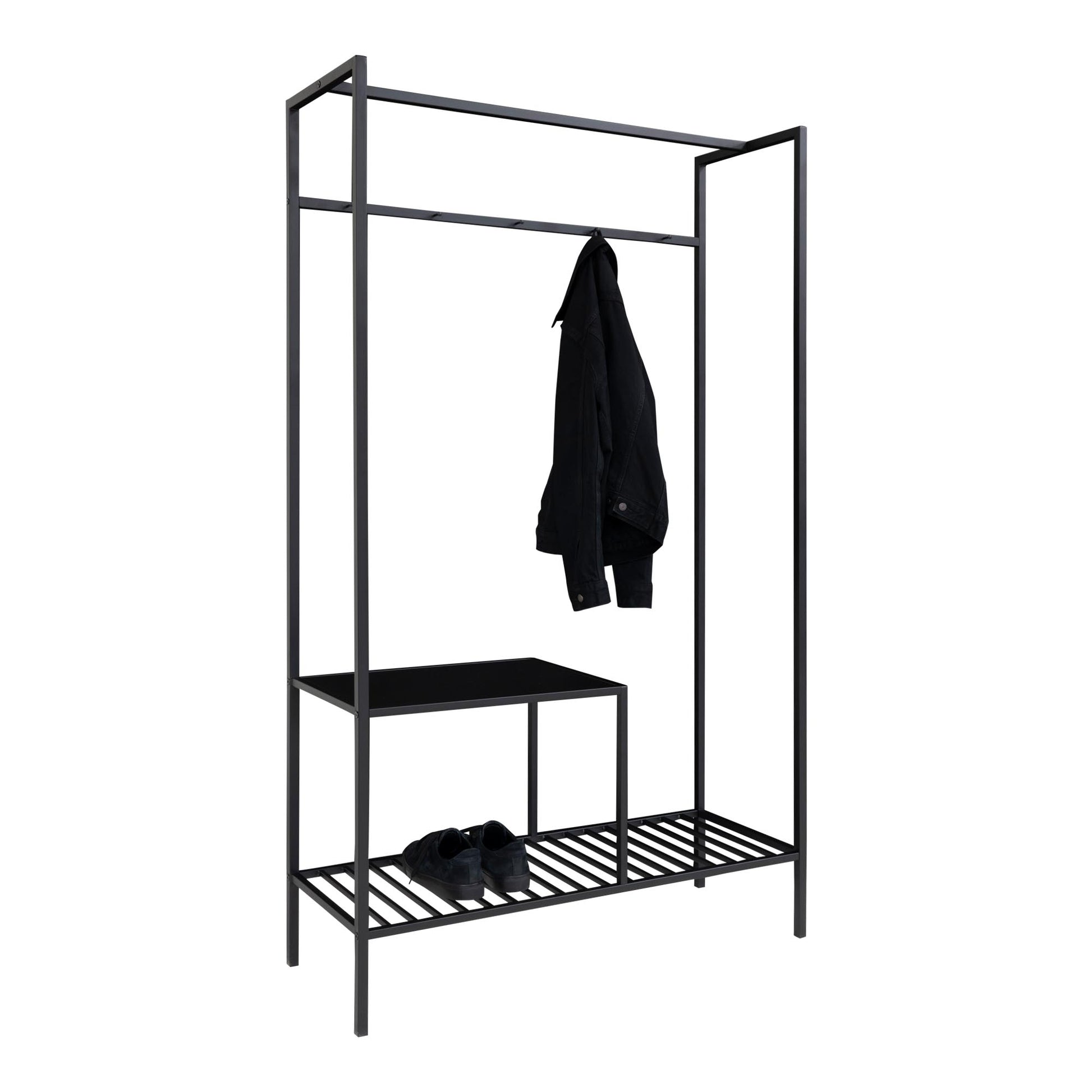 Vita Garderobe - Garderobe, 2 Hylder, Sort, Sort Stel 101X38X170 Cm ⎮ 5713917008902 ⎮ 3604070 