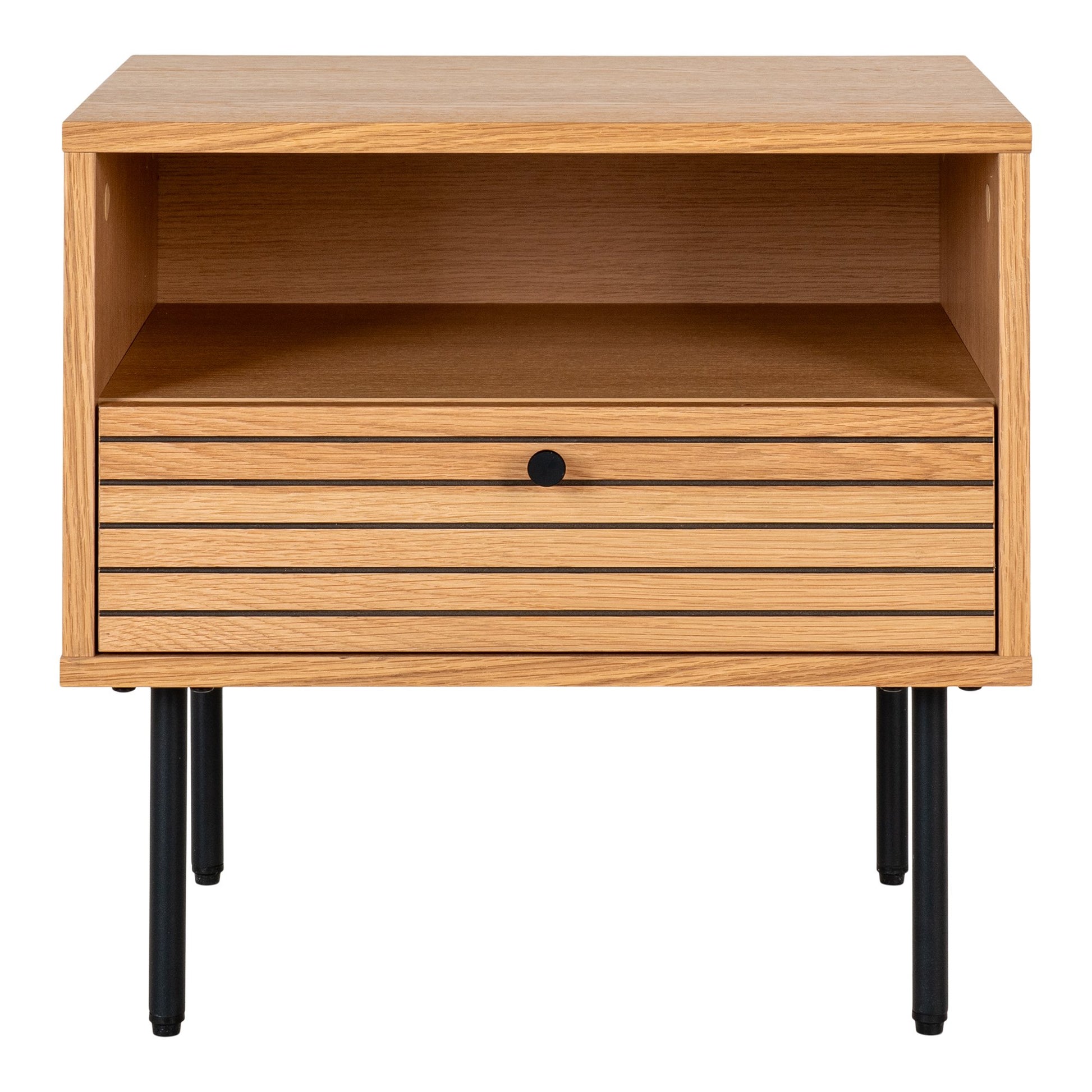 Kyoto Hjørnebord - Hjørnebord, 1 Skuffe, Egefiner, Natur, Sorte Metalben 50X40X50 Cm ⎮ 5713917027637 ⎮ 3701000 