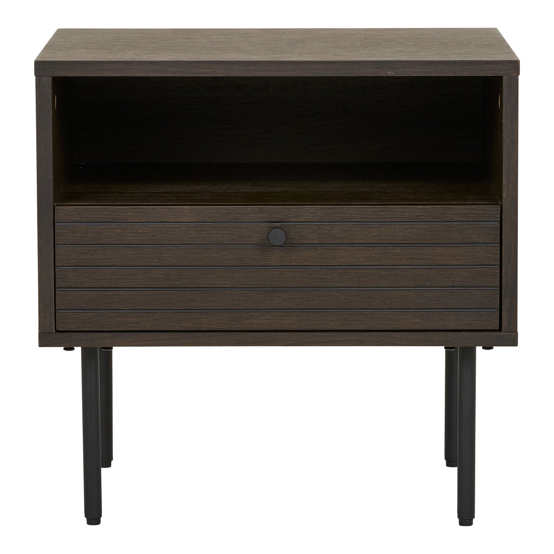 Kyoto Hjørnebord - Hjørnebord, 1 Skuffe, Egefiner, Smoked, Sorte Metalben 50X40X50 Cm ⎮ 5713917032495 ⎮ 3701001 