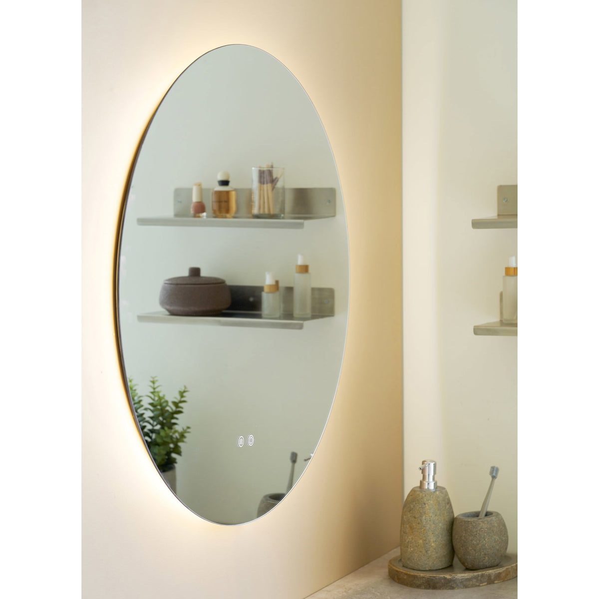 Kiama Spejl  - Spejl Med Led, Antidug Og 3 Lysniveauer, Ø80 Cm   ⎮ 5713917045976 ⎮ 4201727 