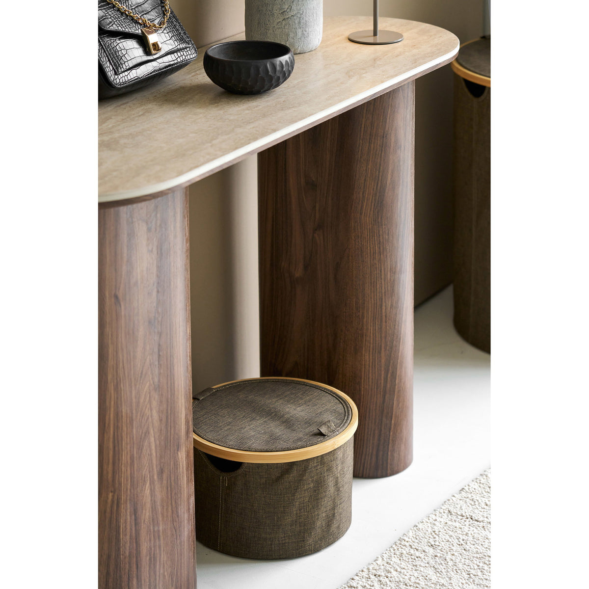 Noto Kurv - Kurv, Rund, Bambus/Stof, Brun, Ø30X20 Cm ⎮ 5713917045358 ⎮ 4401575 