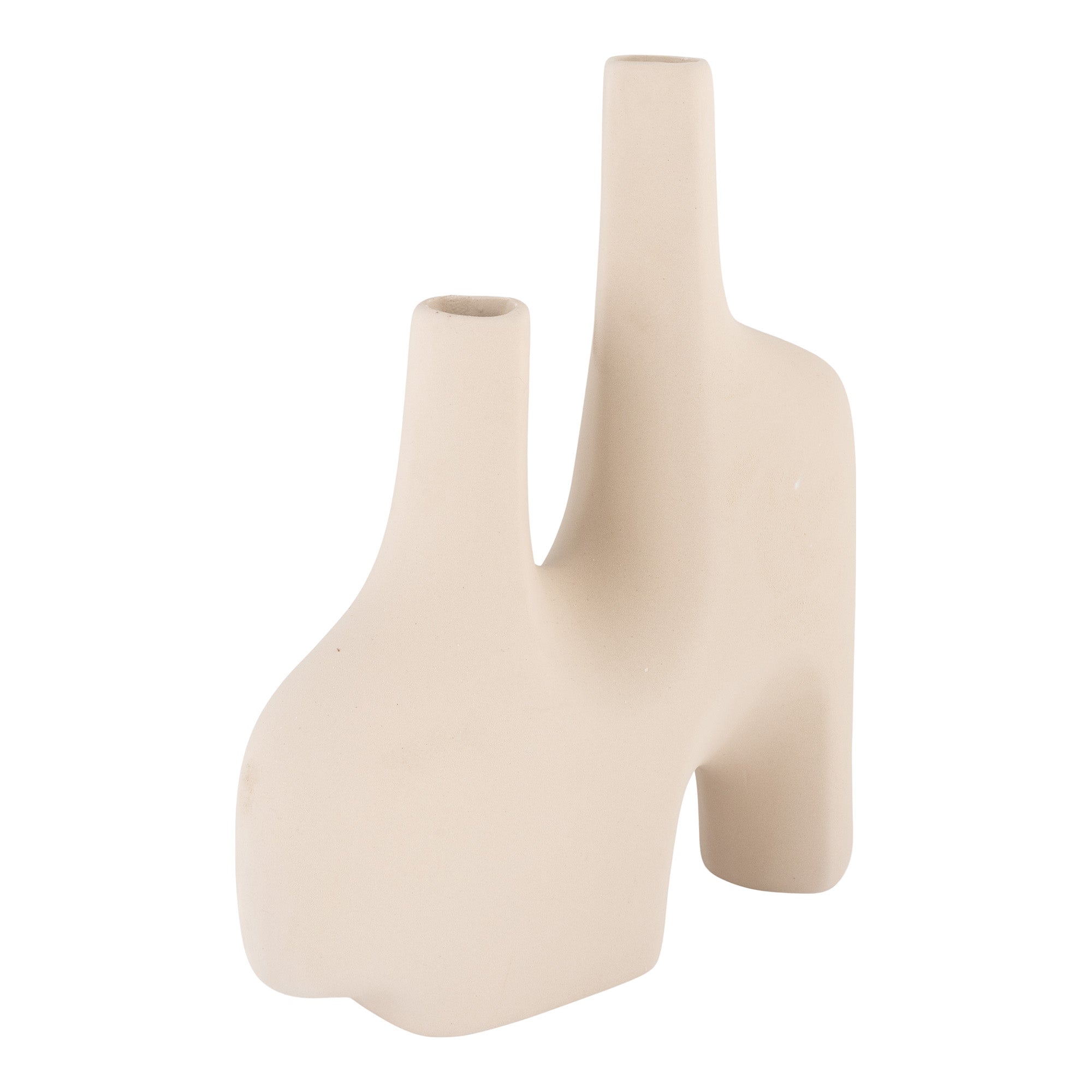 Vase - Vase I Keramik, Sand, Organisk Form Med To Åbninger, 23,5X8X27 Cm ⎮ 5713917019762 ⎮ 4441700 