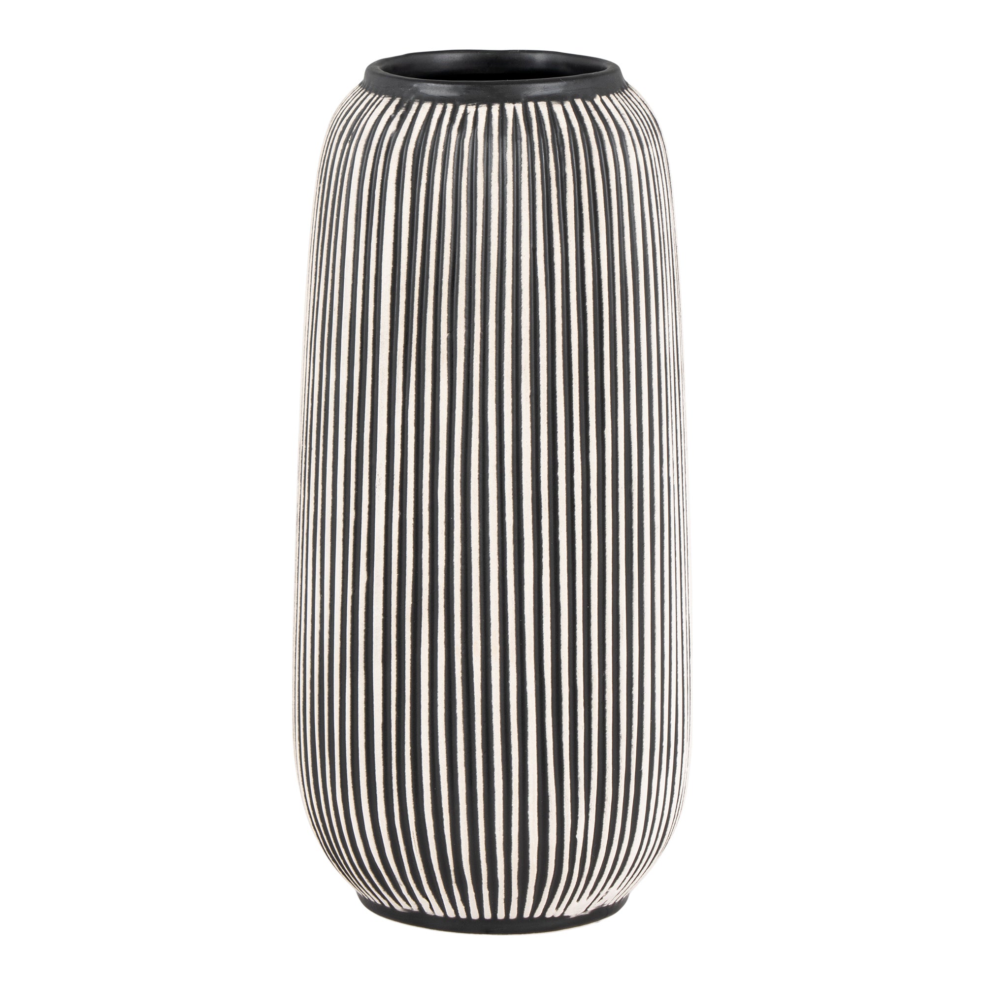 Vase - Vase I Keramik, Sort/Hvid, Rund, Ø9,5X20 Cm ⎮ 5713917024070 ⎮ 4441761 