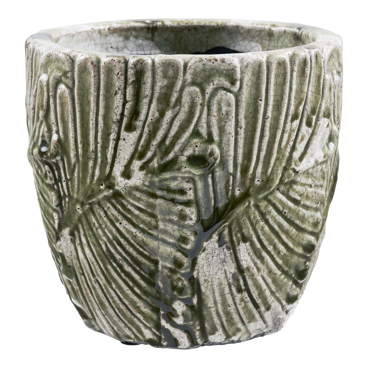 Urtepotte - Urtepotte, Keramik, Grøn/Hvid, Ø20X18,5 Cm ⎮ 5713917045303 ⎮ 4453035 