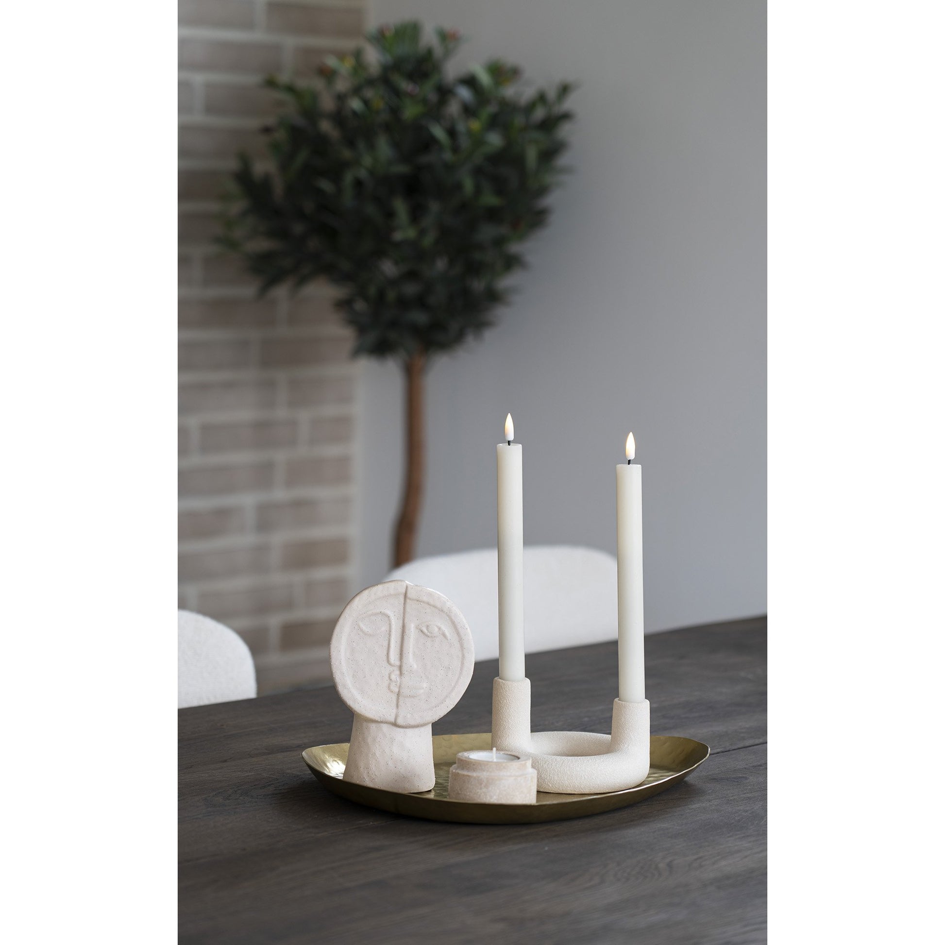 Lysestage - Lysestage, Keramik, Beige, Ø13X8,5 Cm ⎮ 5713917024551 ⎮ 4561178 