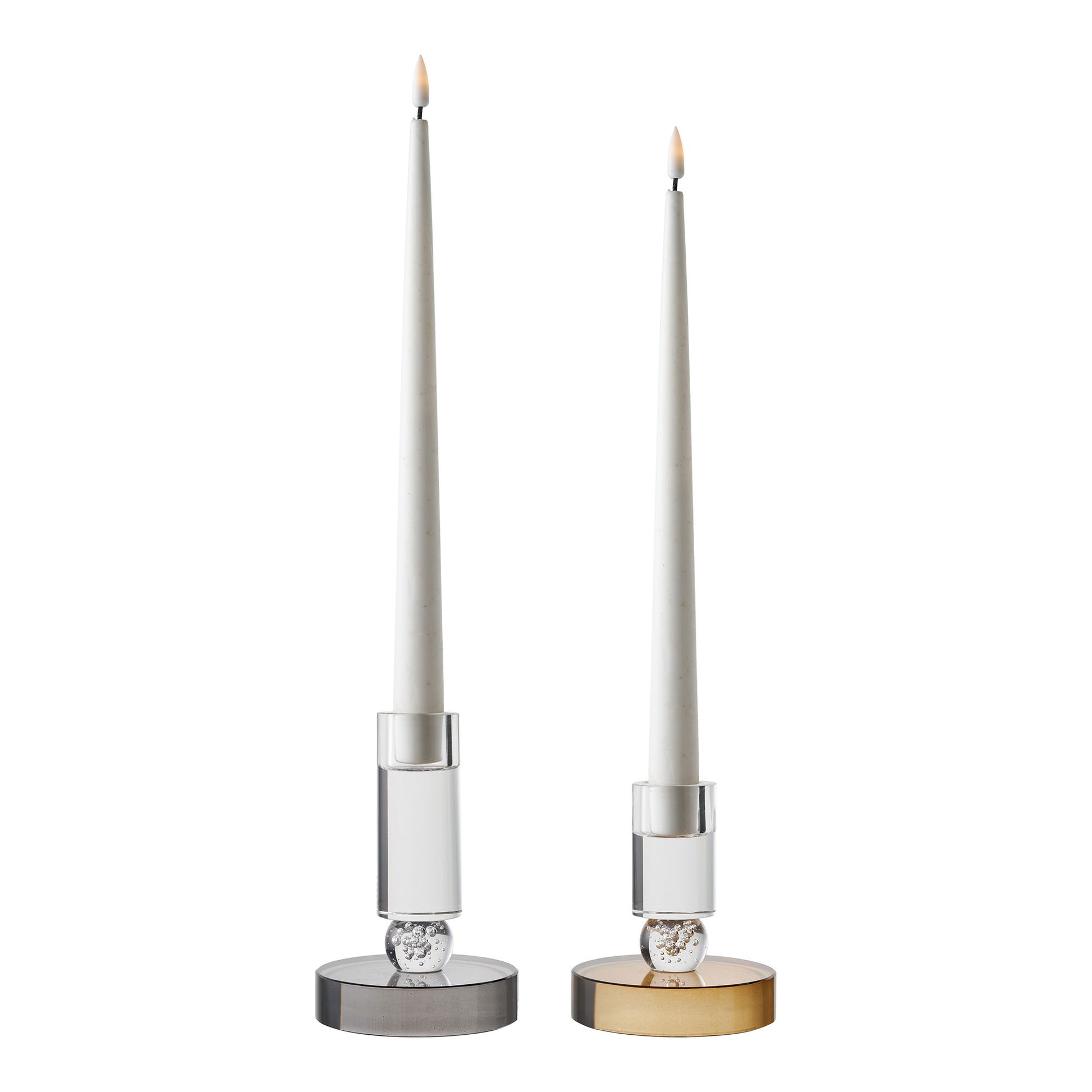 Lysestage - Lysestage, Glas, Brun/Hvid Ø8,5X10 Cm ⎮ 5713917036493 ⎮ 4561193 