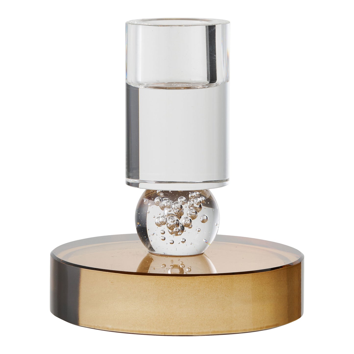 Lysestage - Lysestage, Glas, Brun/Hvid Ø8,5X10 Cm ⎮ 5713917036493 ⎮ 4561193 