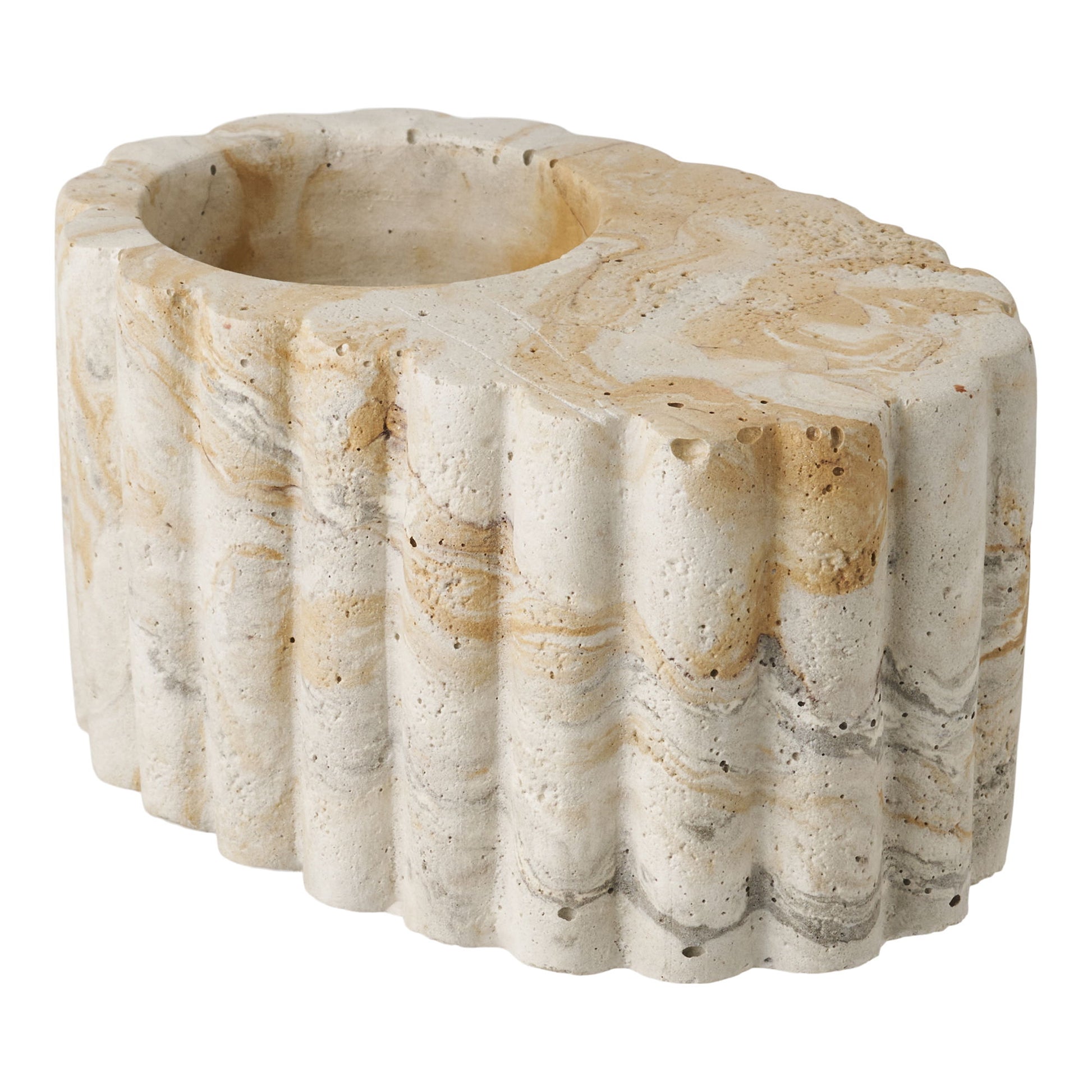 Fyrfadsstage - Fyrfadsstage, Cement, Brun/Beige Ø10,5X6 Cm ⎮ 5713917036516 ⎮ 4561195 