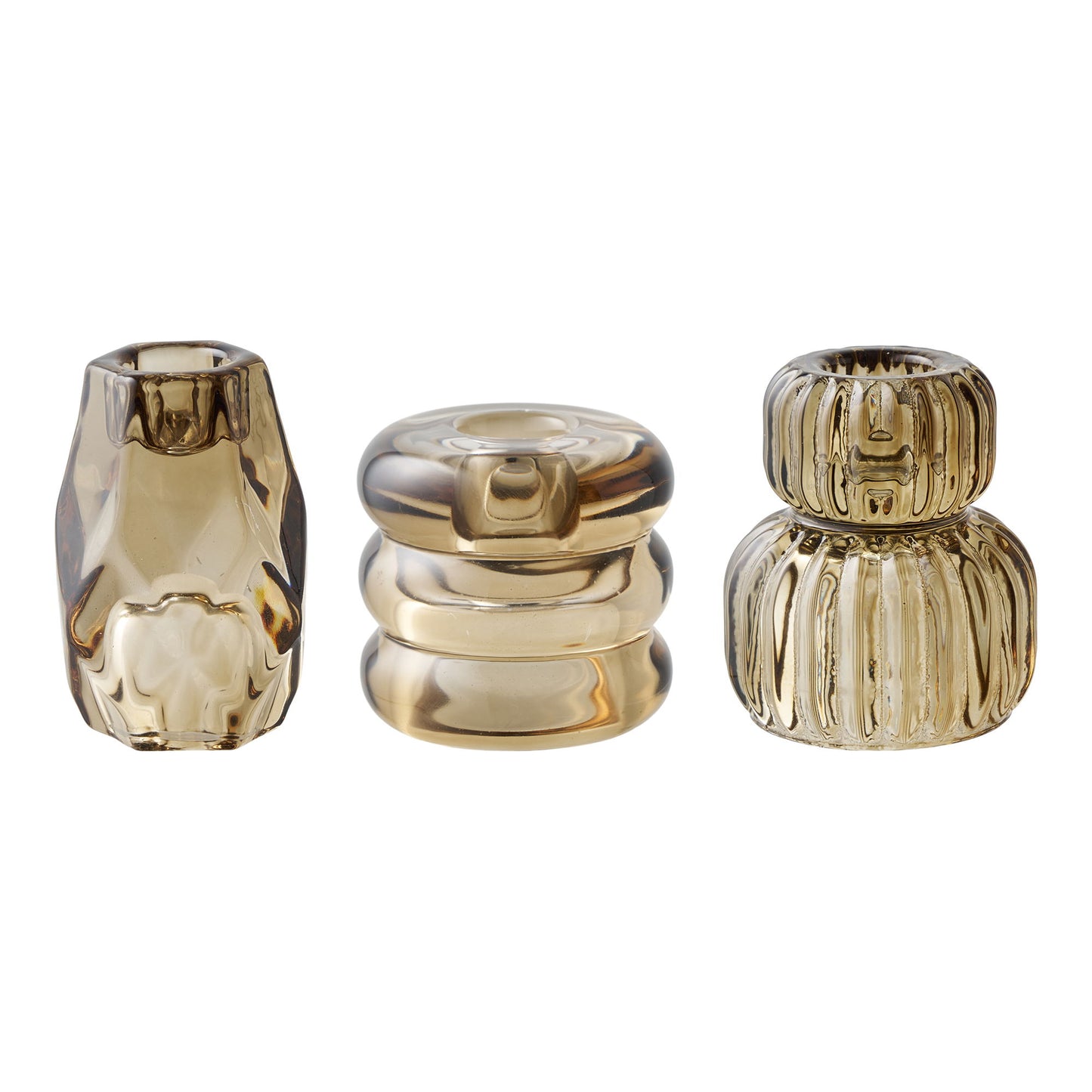 Lysestage - Lysestage, Glas, Smoked Brun Sæt Af 3 ⎮ 5713917041176 ⎮ 4561310 