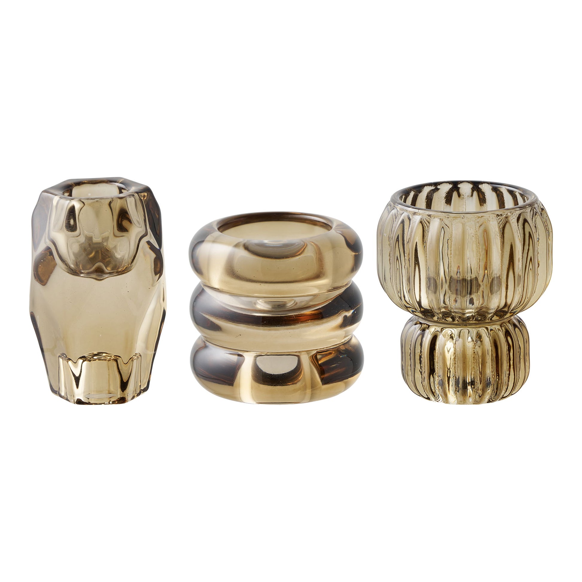Lysestage - Lysestage, Glas, Smoked Brun Sæt Af 3 ⎮ 5713917041176 ⎮ 4561310 