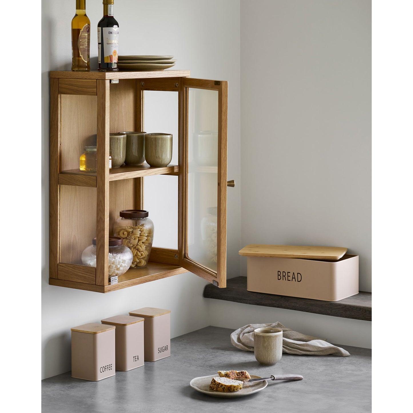 Tula Brødkasse - Brødkasse Med 3 Dåser, Metal/Bambus, Beige, Sæt Af 4 ⎮ 5713917042470 ⎮ 4780012 