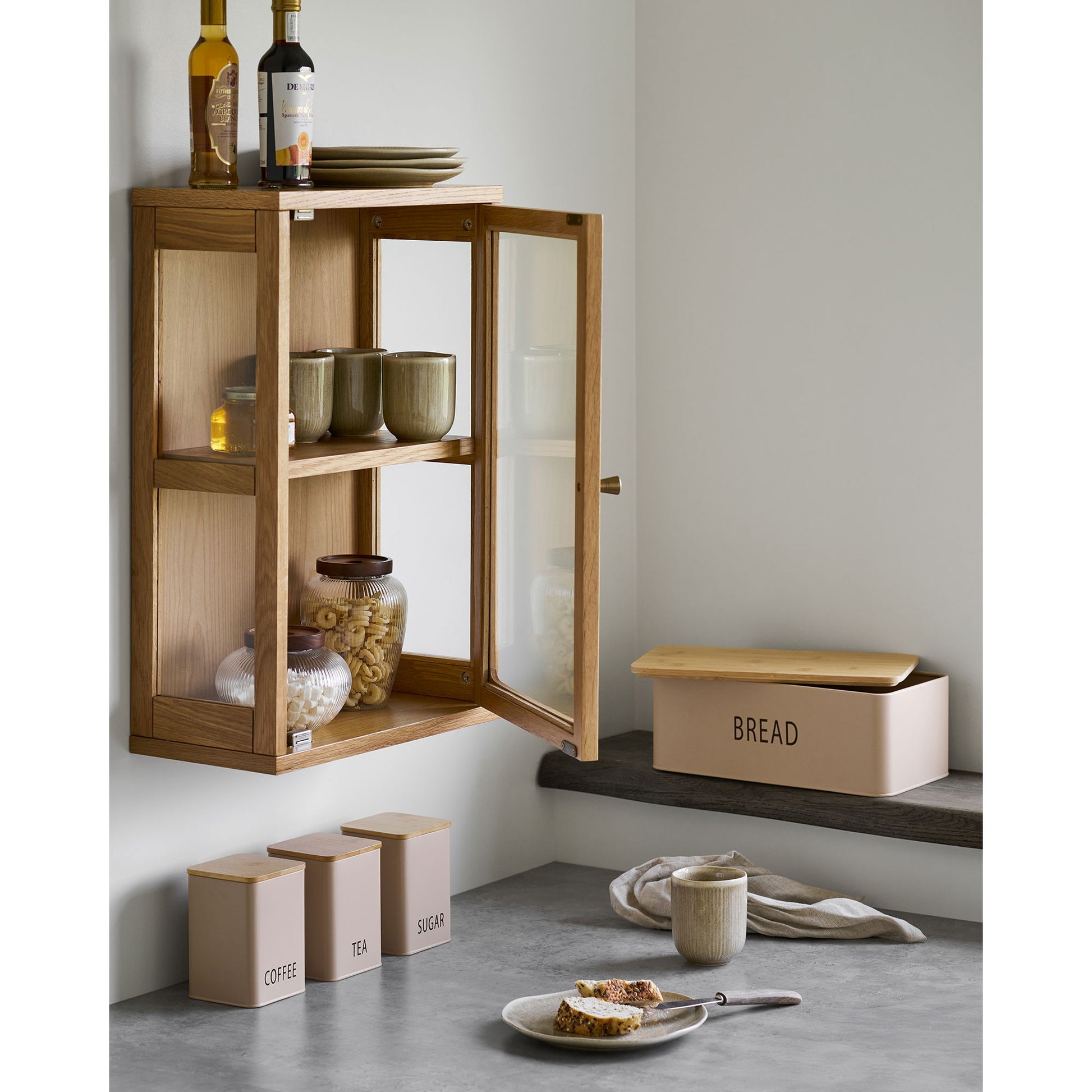 Tula Brødkasse - Brødkasse Med 3 Dåser, Metal/Bambus, Beige, Sæt Af 4 ⎮ 5713917042470 ⎮ 4780012 
