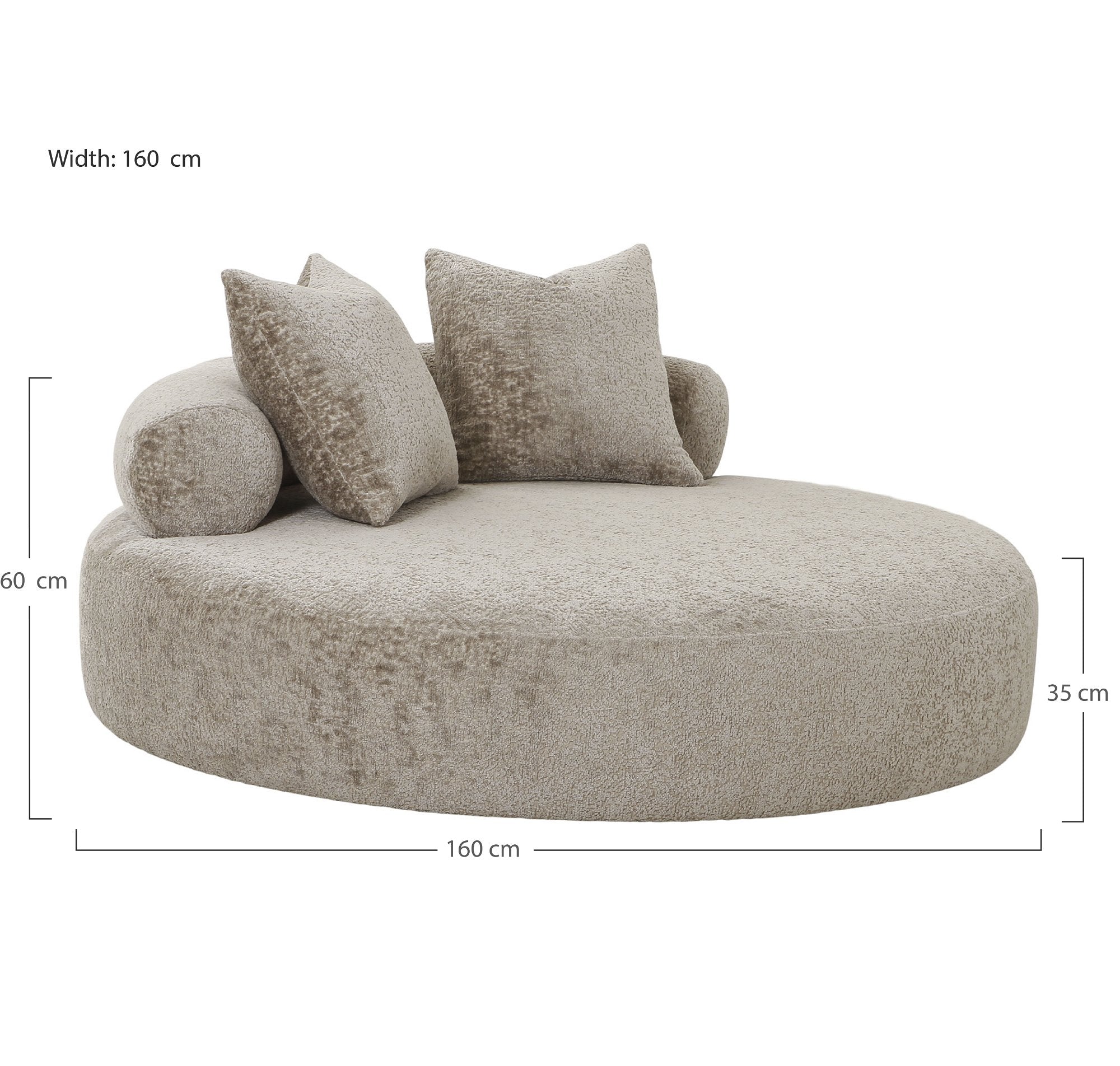 Cairo Daybed - Daybed Med 2 Puder I Chenille, Rund, Natur, Hn1251 ⎮ 5713917025664 ⎮ 5029050 