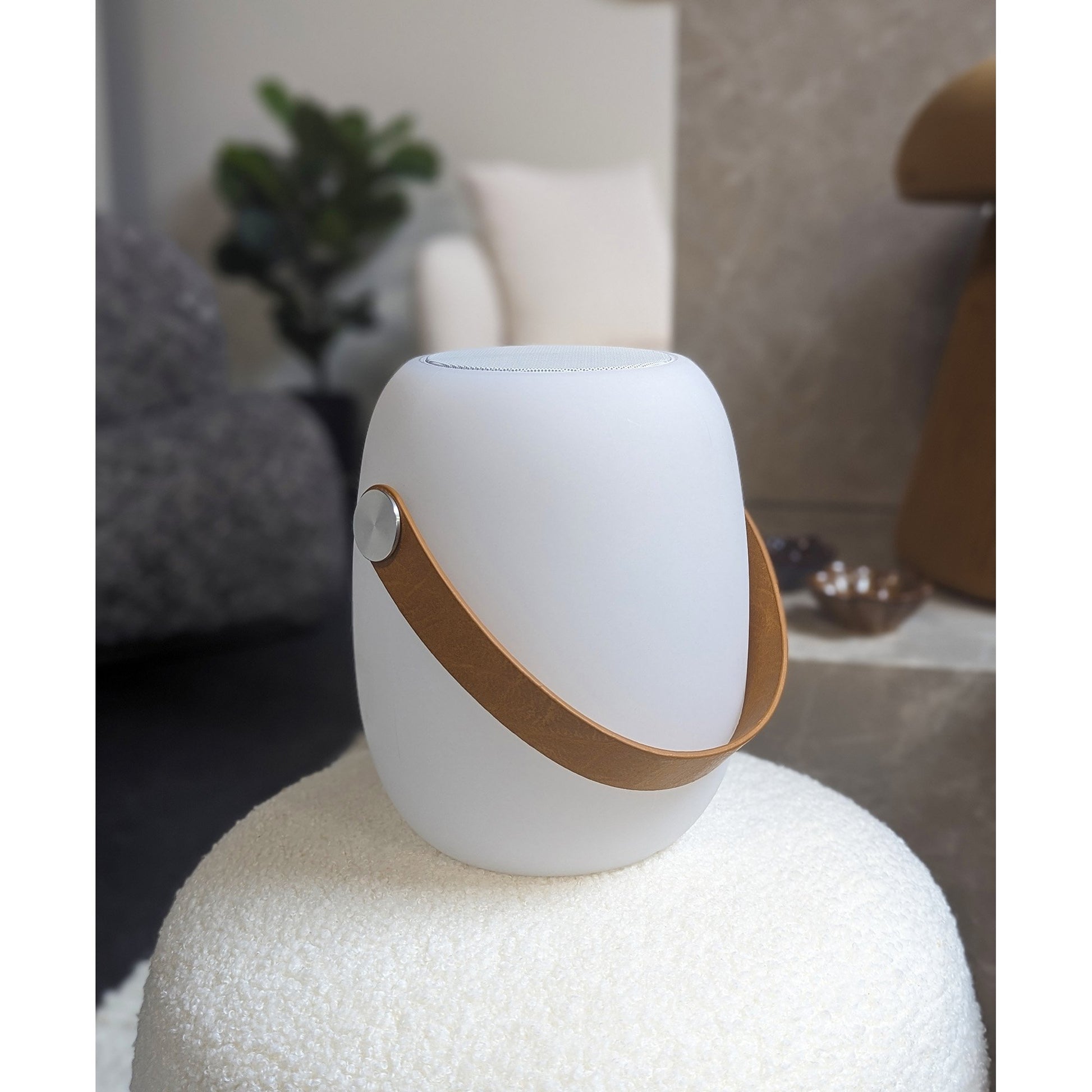 Cardiff Led Lampe - Lampe Med Læder Strop, Bluetooth Højtaler, Genopladelig, Hvid ⎮ 5713917028399 ⎮ 6405180 