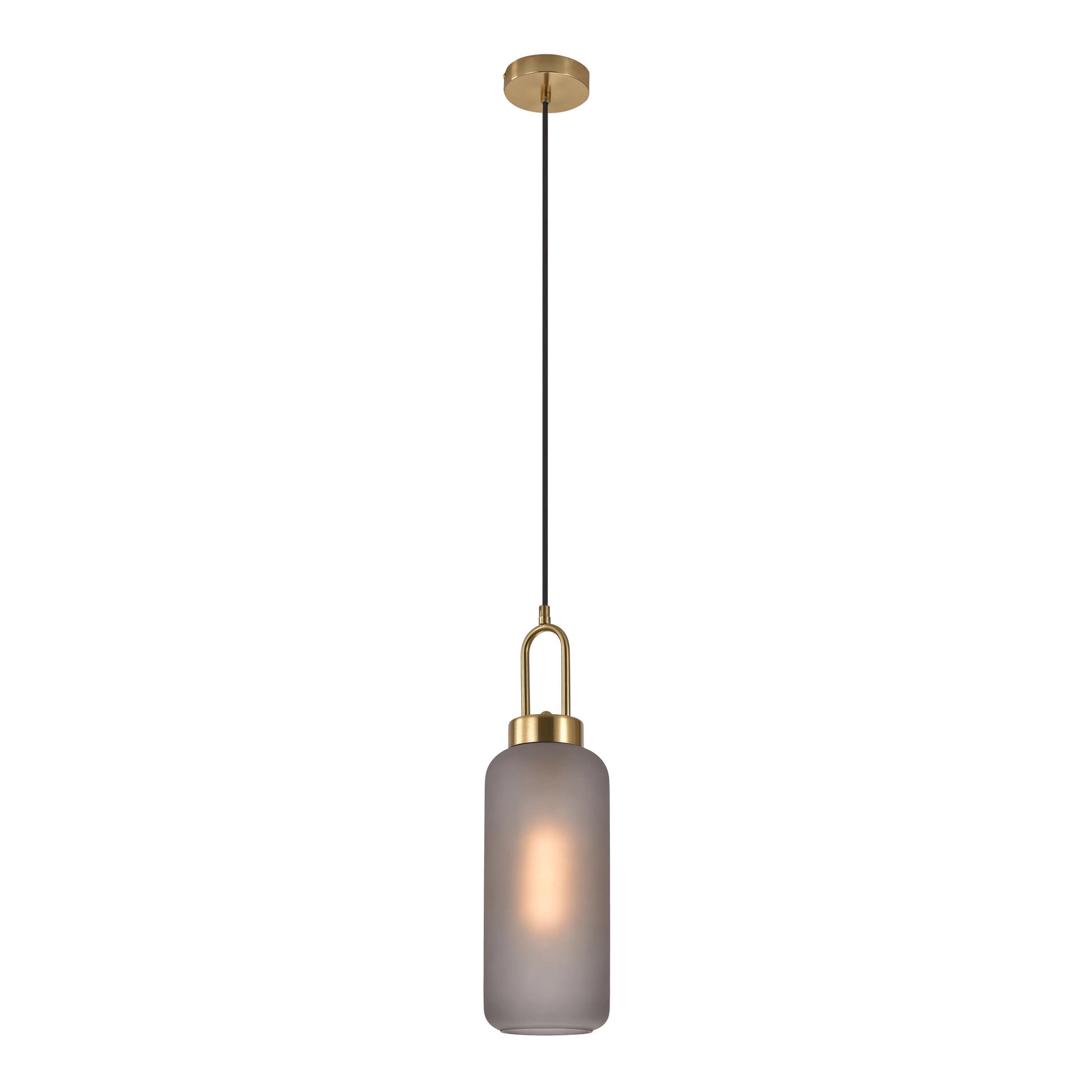 Luton Pendel - Pendel, Mat Smokey Glas, Messingfarvet Fatning, Cylinderformet, Ø13 Cm ⎮ 5713917020553 ⎮ 6406115 