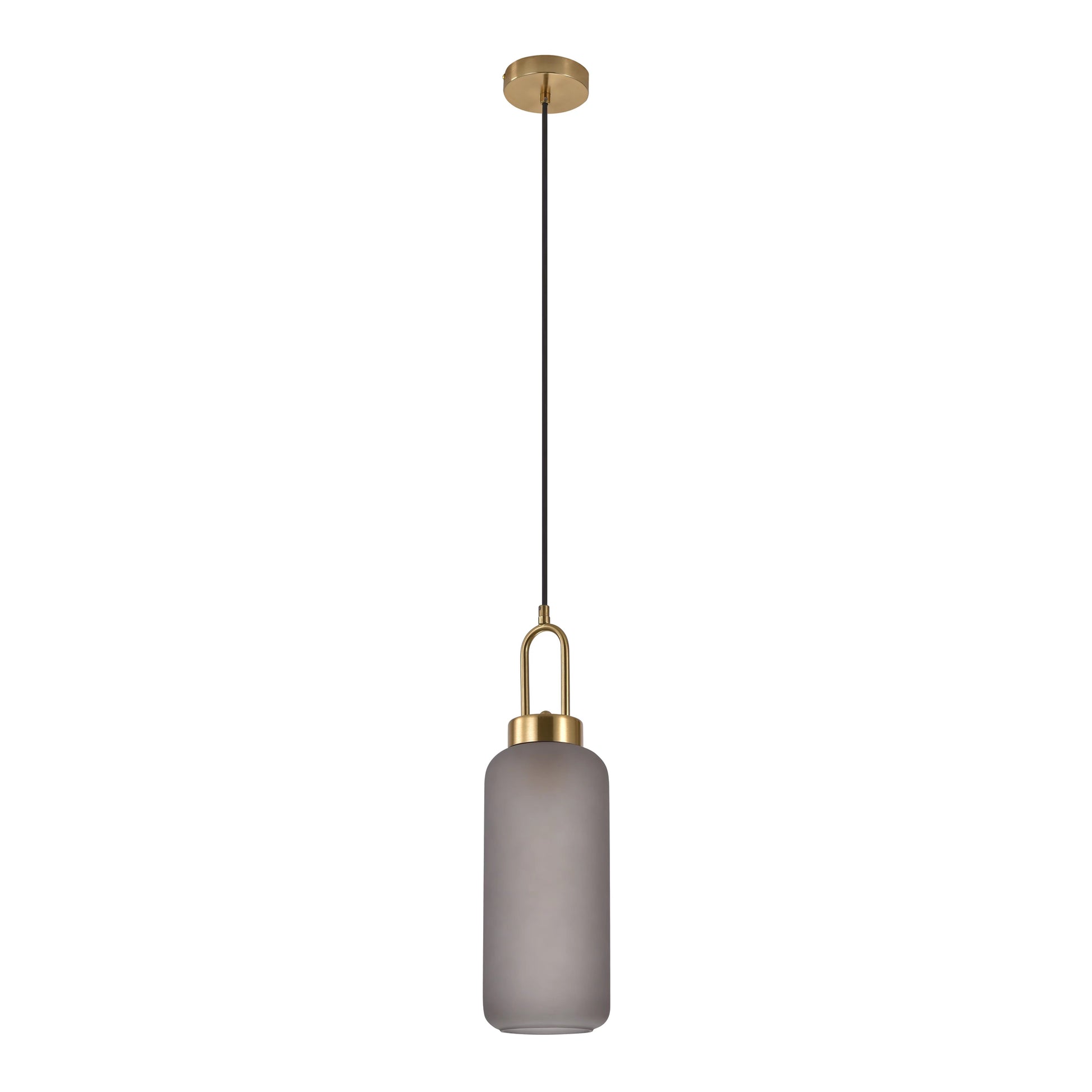 Luton Pendel - Pendel, Mat Smokey Glas, Messingfarvet Fatning, Cylinderformet, Ø13 Cm ⎮ 5713917020553 ⎮ 6406115 