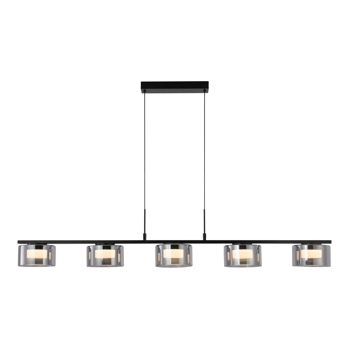 Cholet Pendel - Pendel Med 5 Led, Stål/Glas, Sort/Klar ⎮ 5713917047543 ⎮ 6406324 
