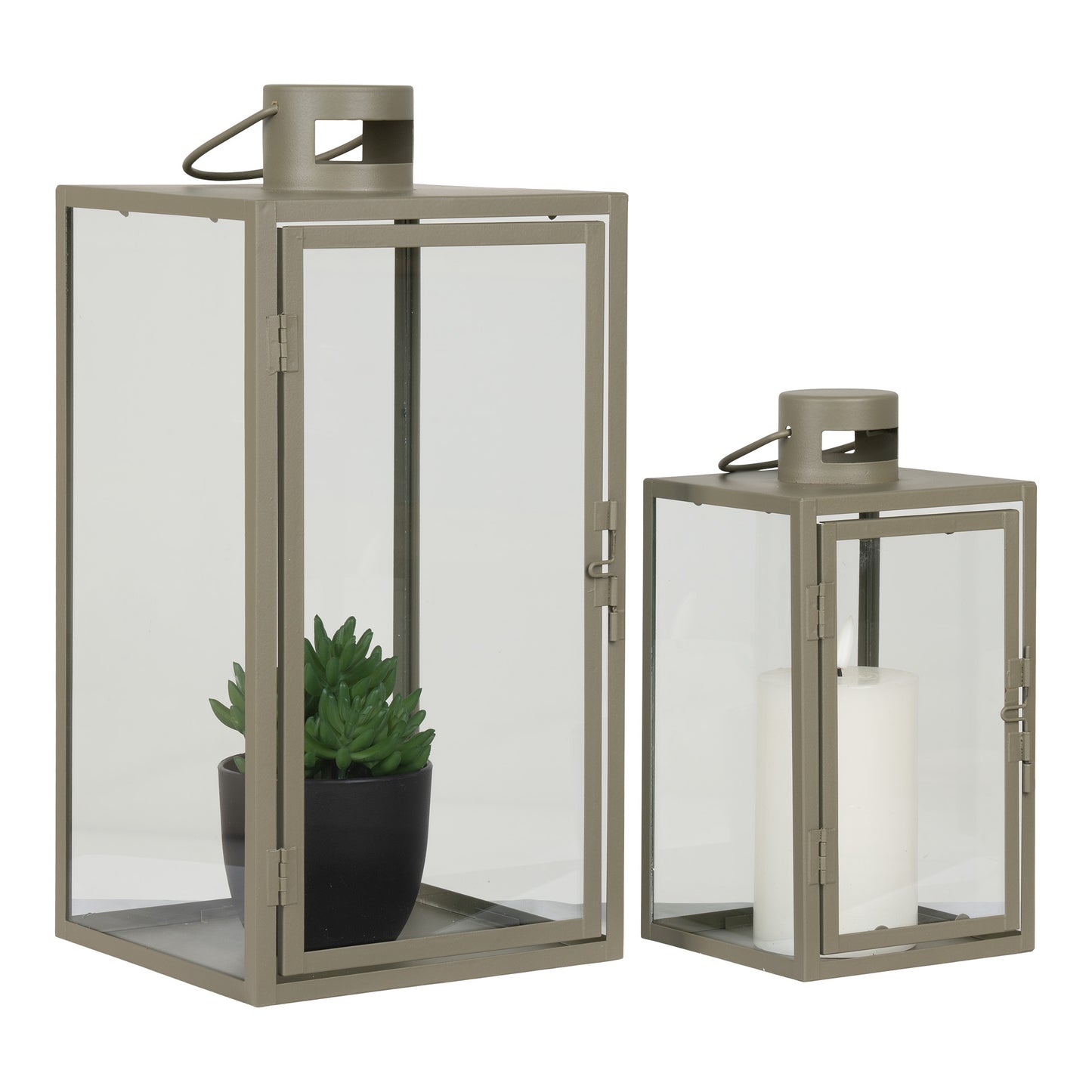 Corfu Lanterner - Lanterner, Metal/Glas, Grøn, Sæt Af 2 ⎮ 5713917020379 ⎮ 6407521 