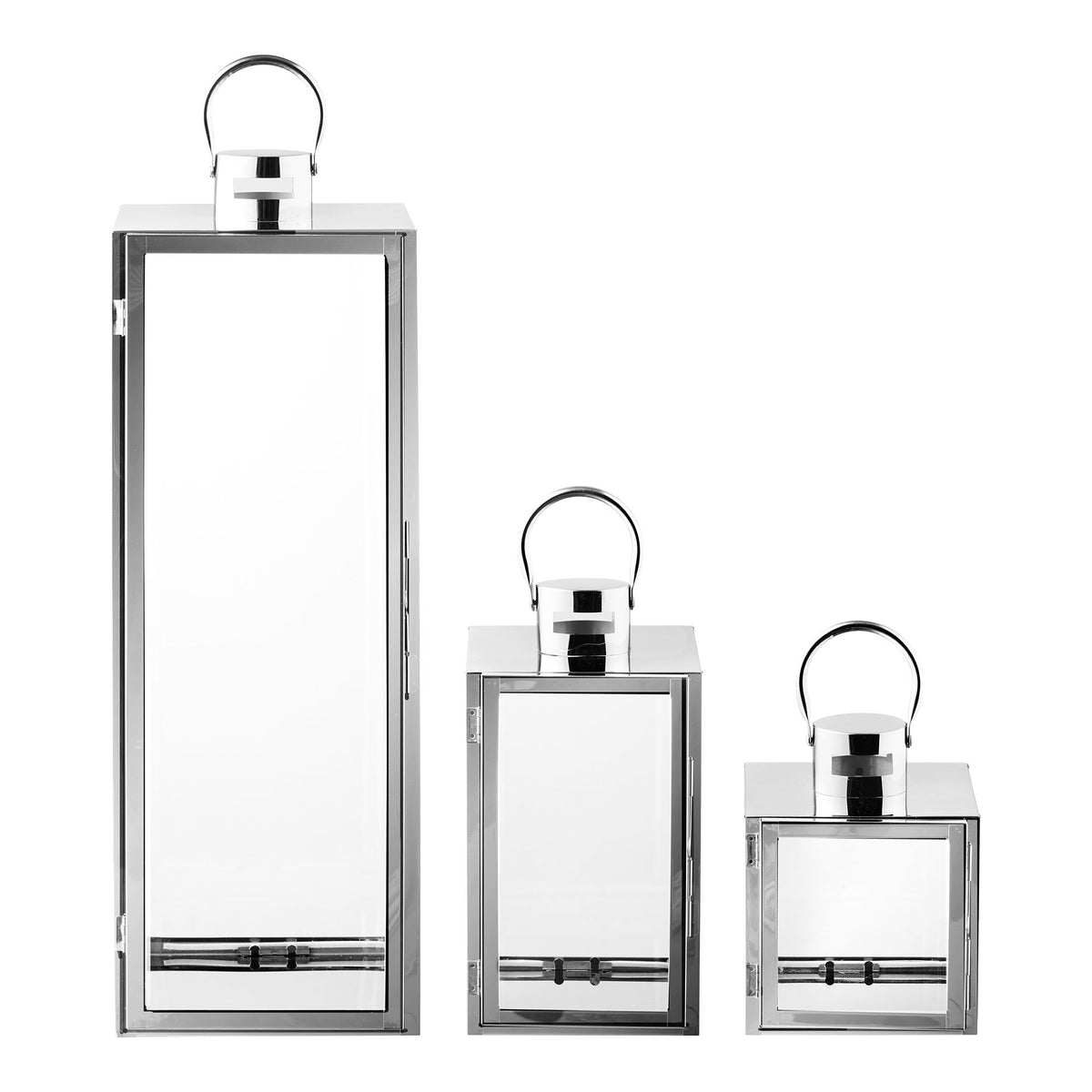 Pota Lanterner - Lanterner, Glas/Metal, Sølv-Look Sæt Af 3 ⎮ 5713917046782 ⎮ 6409126 