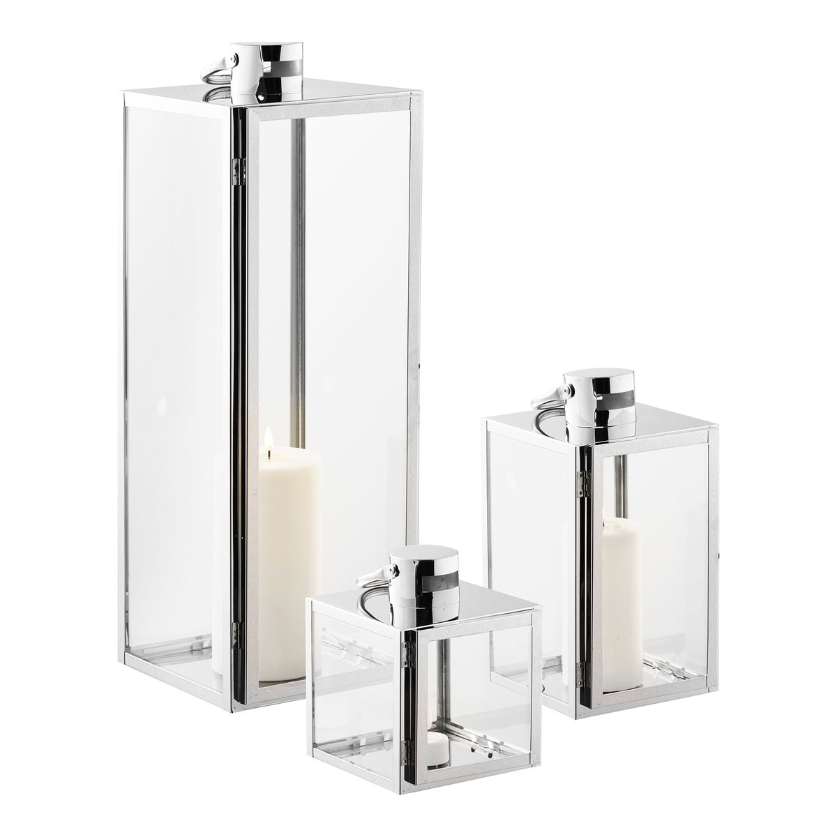 Pota Lanterner - Lanterner, Glas/Metal, Sølv-Look Sæt Af 3 ⎮ 5713917046782 ⎮ 6409126 